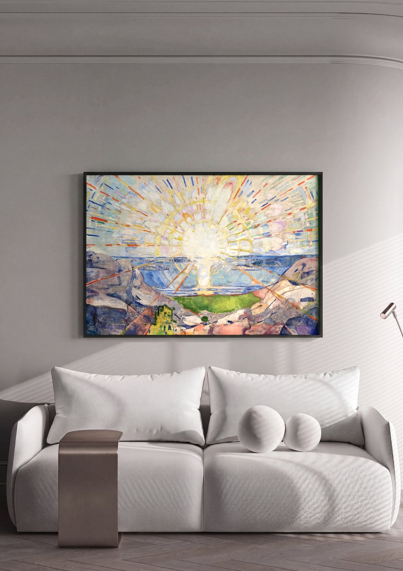 Quadro Decorativo O Sol - Edvard Munch em ambiente decorado