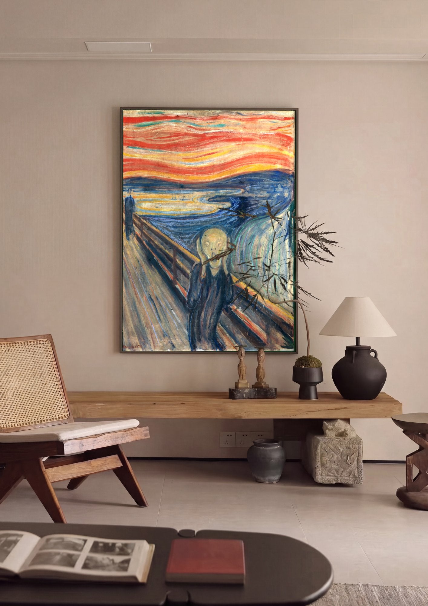 Quadro Decorativo O Grito - Edvard Munch em ambiente decorado