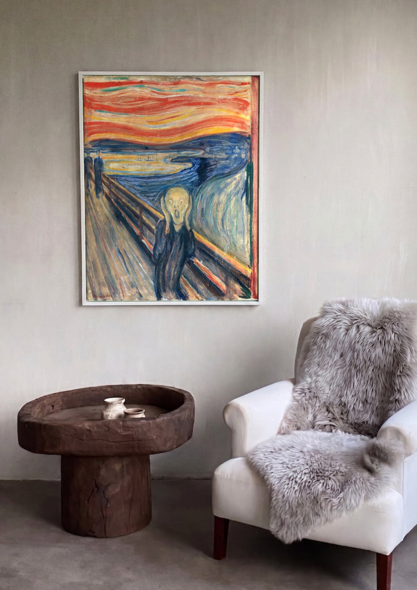 Quadro Decorativo O Grito - Edvard Munch em ambiente decorado