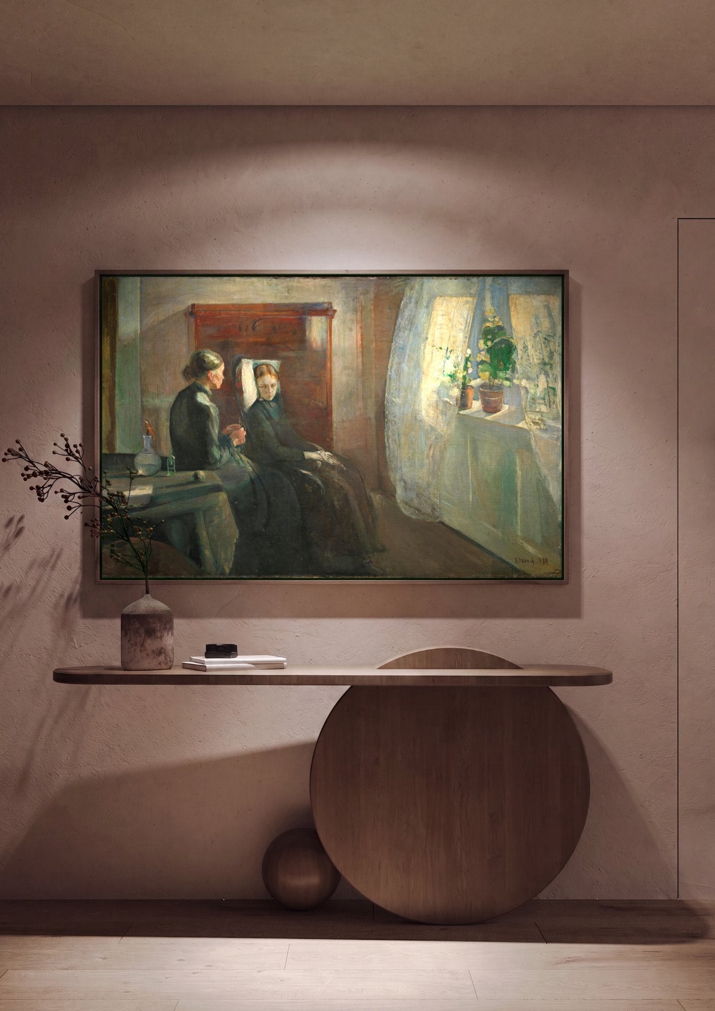 Quadro Decorativo A Doente - Edvard Munch em ambiente decorado