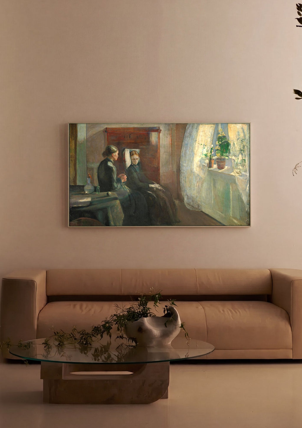 Quadro Decorativo A Doente - Edvard Munch em ambiente decorado