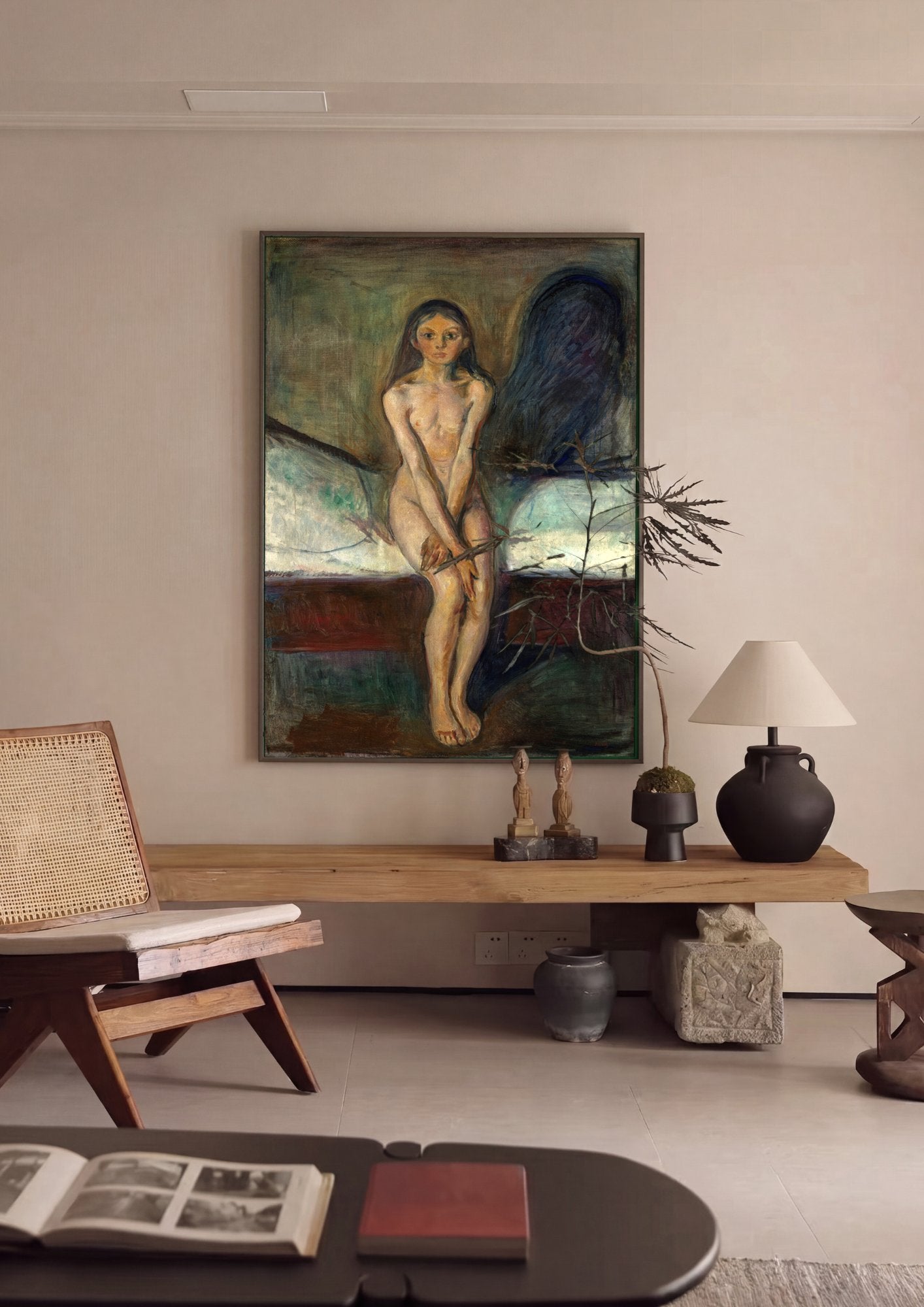 Quadro Decorativo Puberdade - Edvard Munch em ambiente decorado