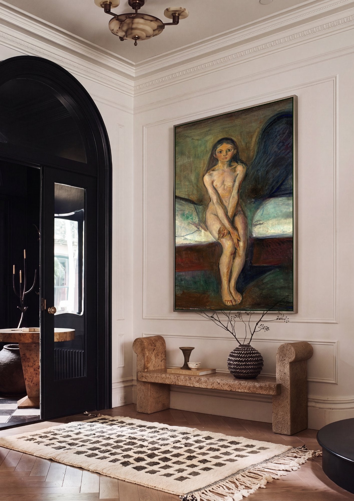 Quadro Decorativo Puberdade - Edvard Munch em ambiente decorado