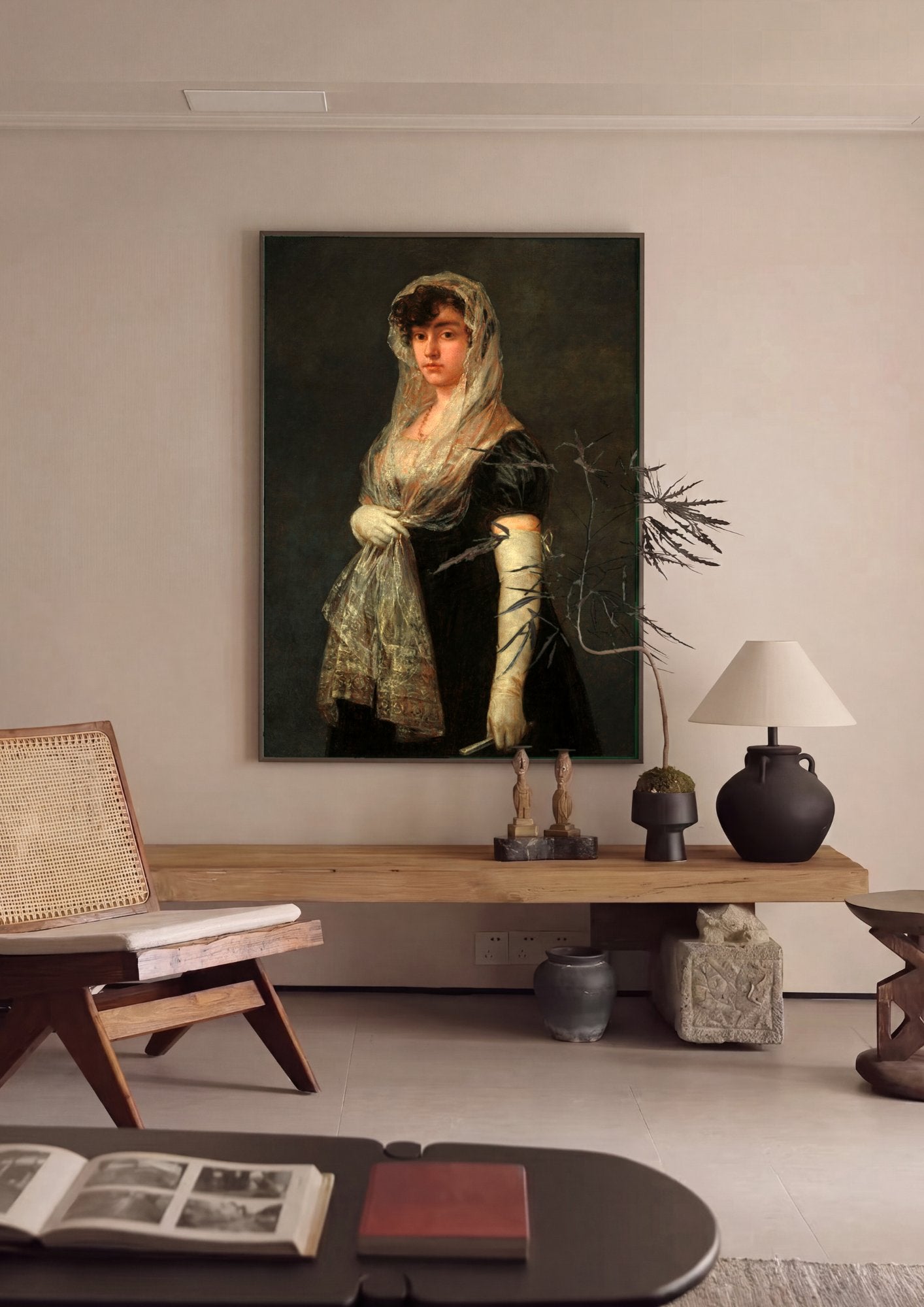 Quadro Decorativo A Dama do Leque - Francisco de Goya em ambiente decorado