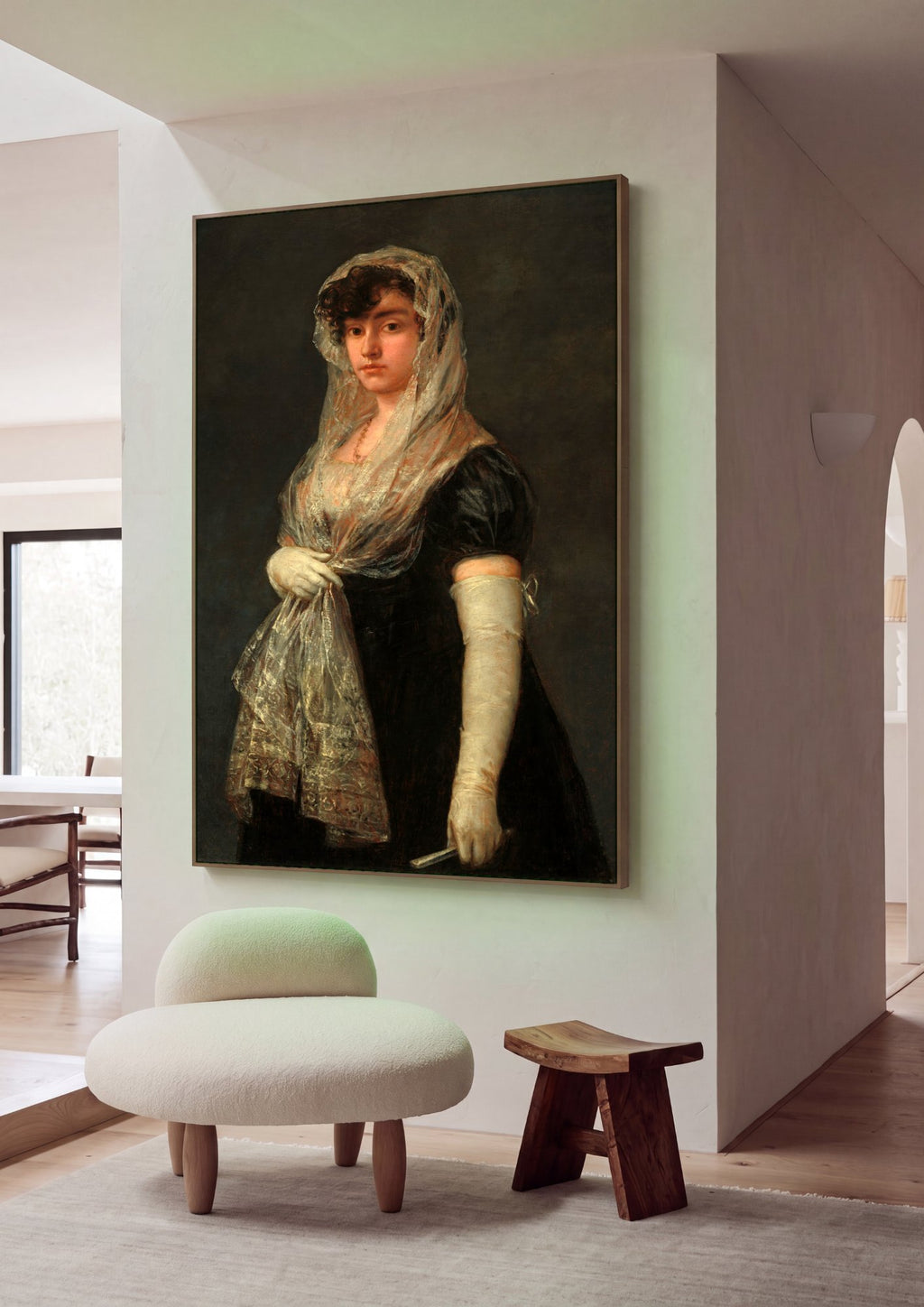 Quadro Decorativo A Dama do Leque - Francisco de Goya em ambiente decorado