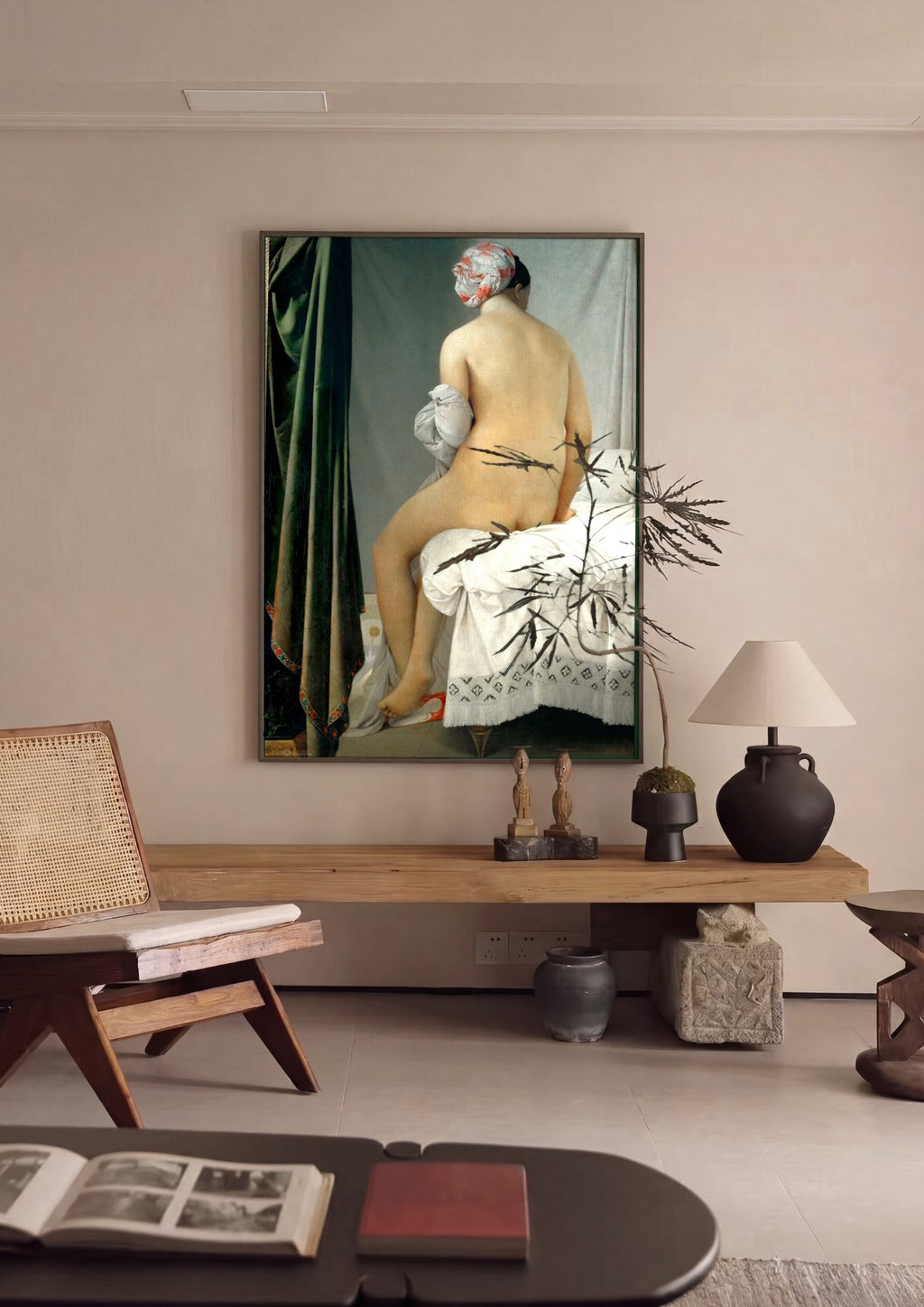 Quadro Decorativo A Banhista de Valpinçon - Ingres em ambiente decorado
