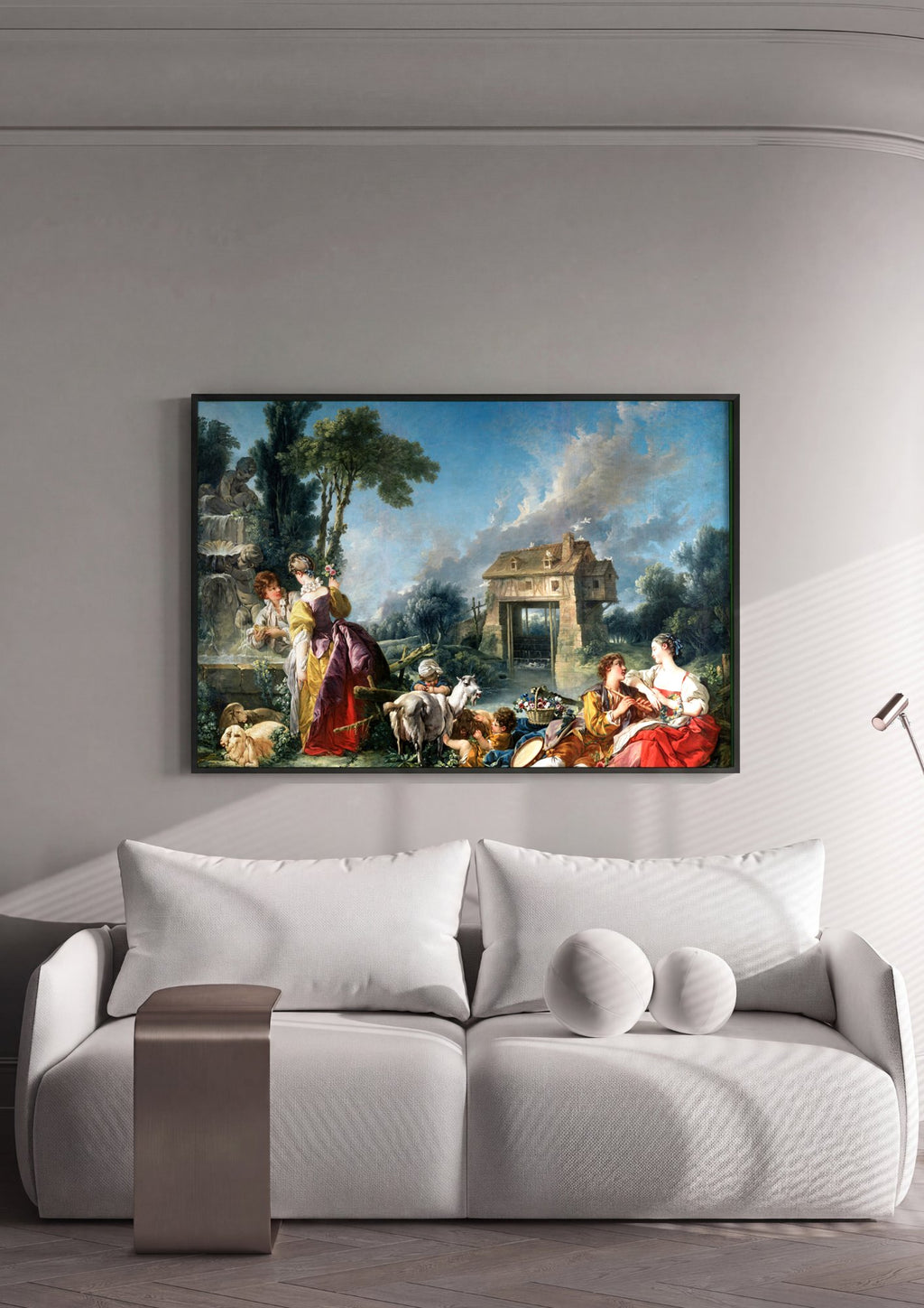 Quadro Decorativo A Feliz Reunião - François Boucher em ambiente decorado