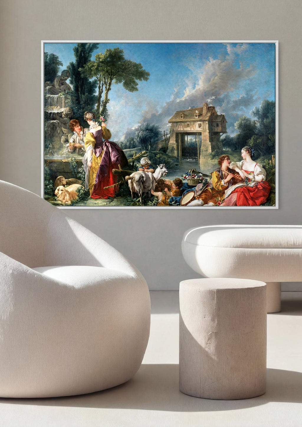 Quadro Decorativo A Feliz Reunião - François Boucher em ambiente decorado
