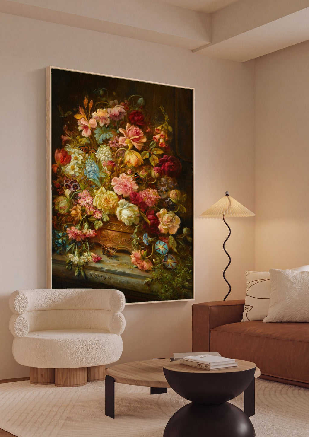 Quadro Decorativo Cesto de Flores Abundante - Hans Zatzka em ambiente decorado
