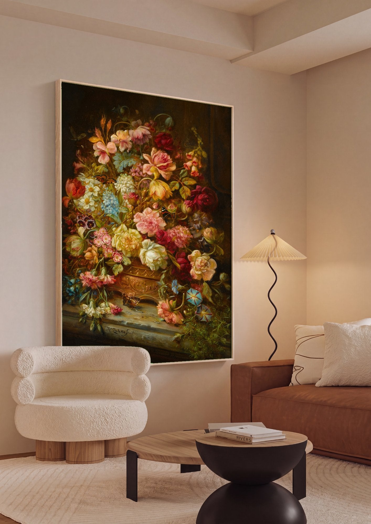 Quadro Decorativo Cesto de Flores Abundante - Hans Zatzka em ambiente decorado