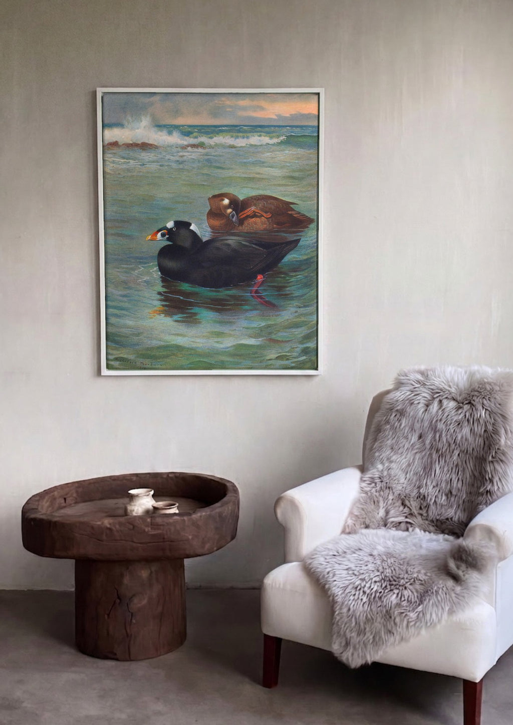 Quadro Decorativo Patos-Marinhos na Onda - Thorburn em ambiente decorado