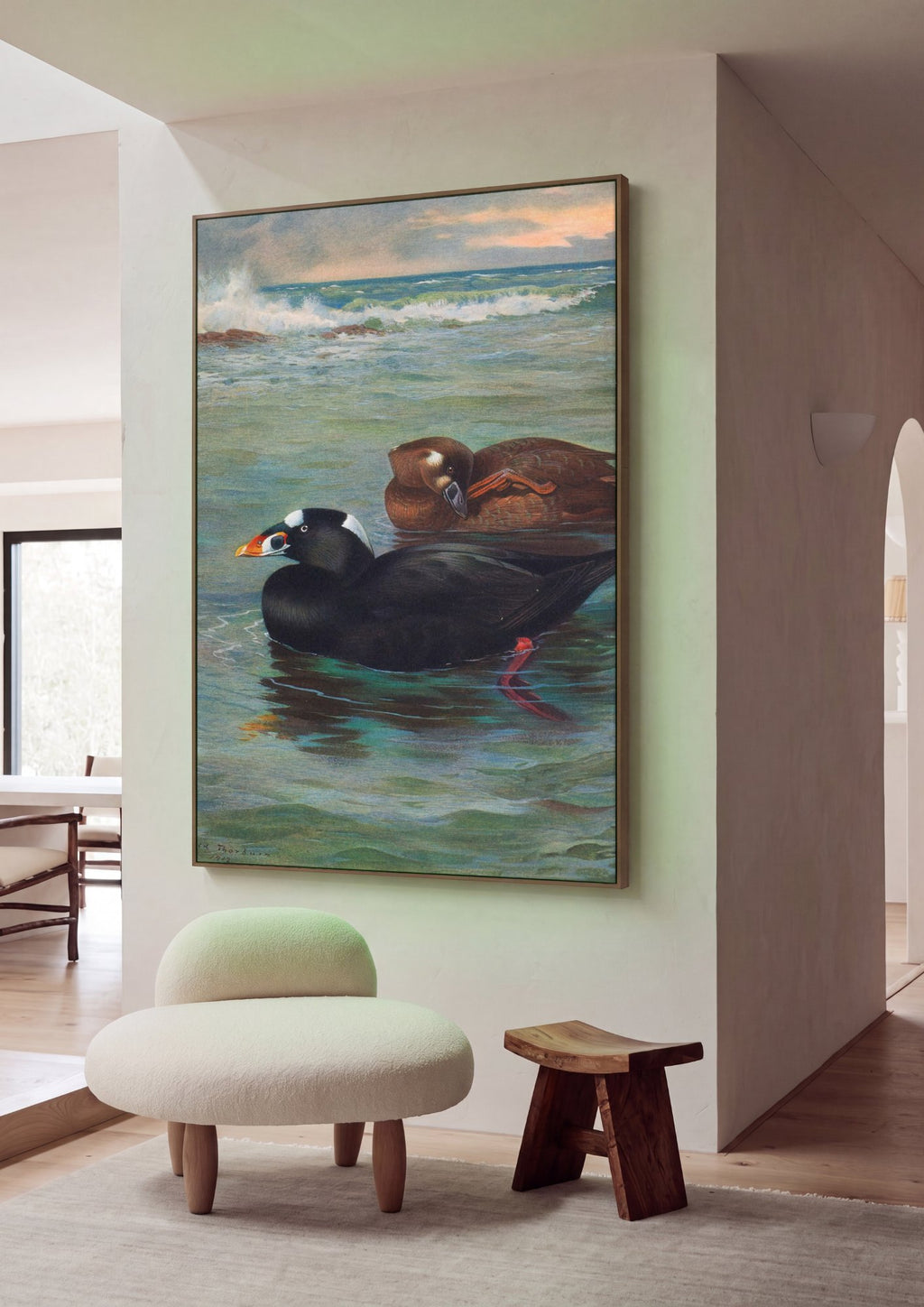 Quadro Decorativo Patos-Marinhos na Onda - Thorburn em ambiente decorado