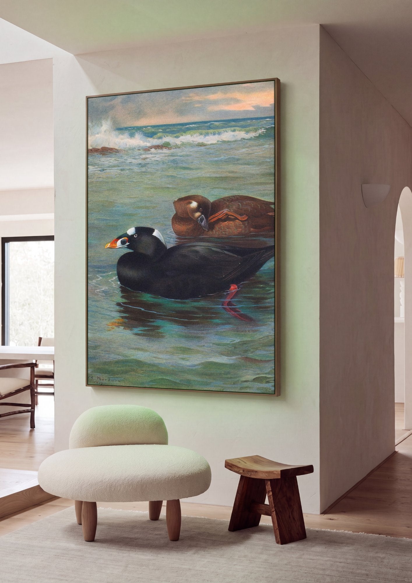 Quadro Decorativo Patos-Marinhos na Onda - Thorburn em ambiente decorado