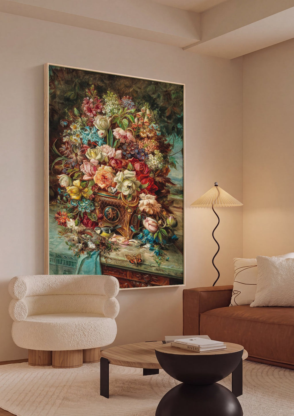 Quadro Decorativo Cesto de Flores Abundante - Hans Zatzka em ambiente decorado