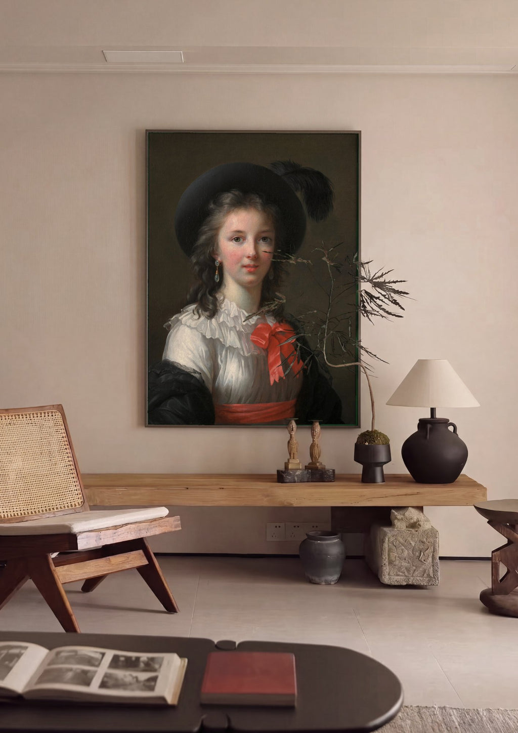 Quadro Decorativo A Jovem Mulher (A Condessa de Ségur) - Vigée Le Brun em ambiente decorado