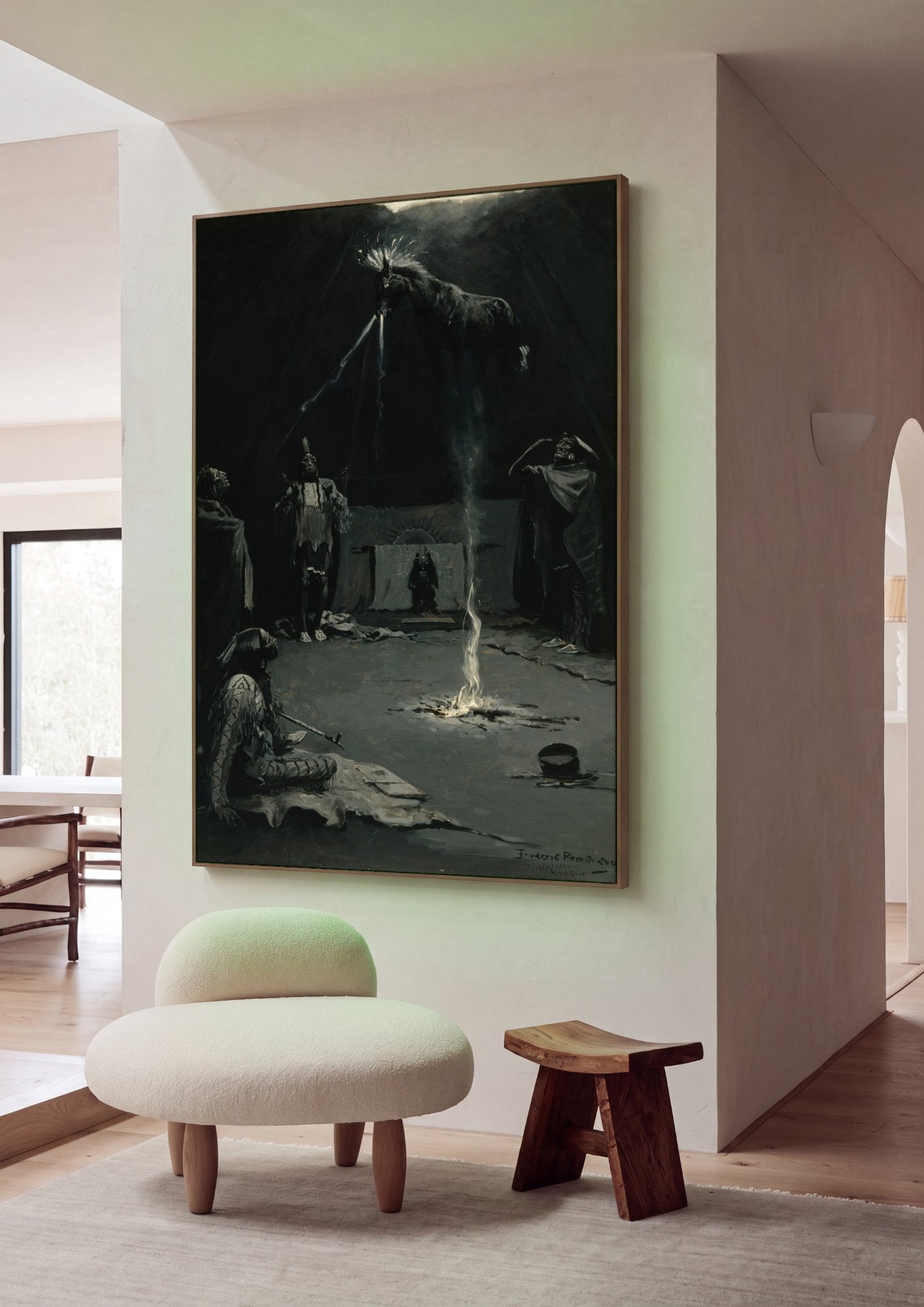 Quadro Decorativo A Invocação do Grande Espírito - Frederic Remington em ambiente decorado