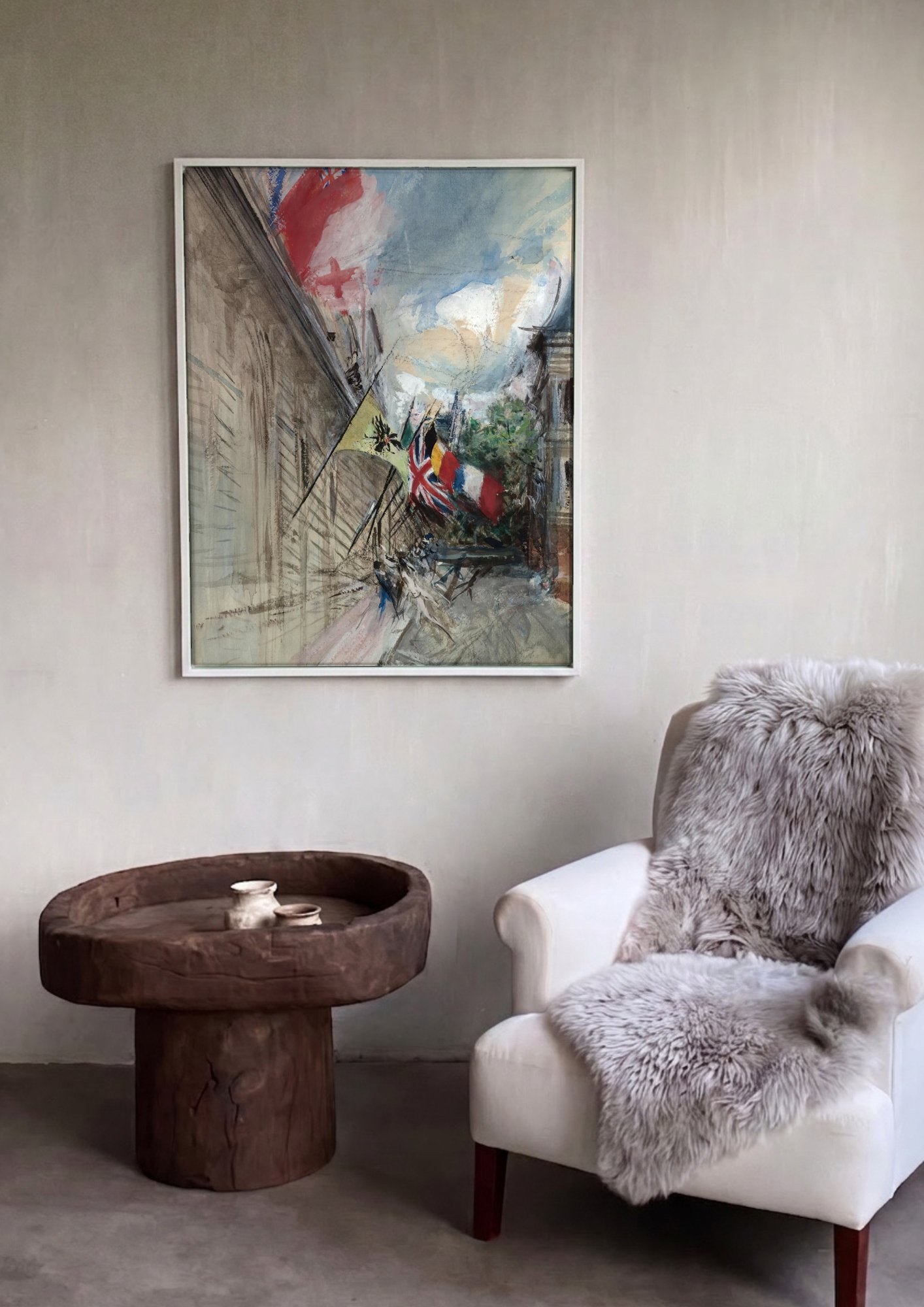 Quadro Decorativo Cenas de Rua com Bandeiras - Boldini em ambiente decorado