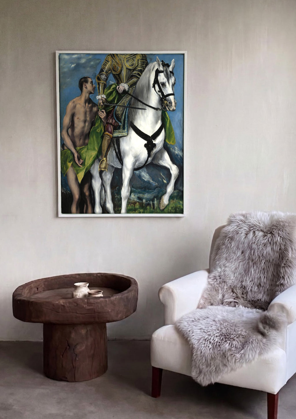 Quadro Decorativo São Martinho e o Mendigo - El Greco em ambiente decorado
