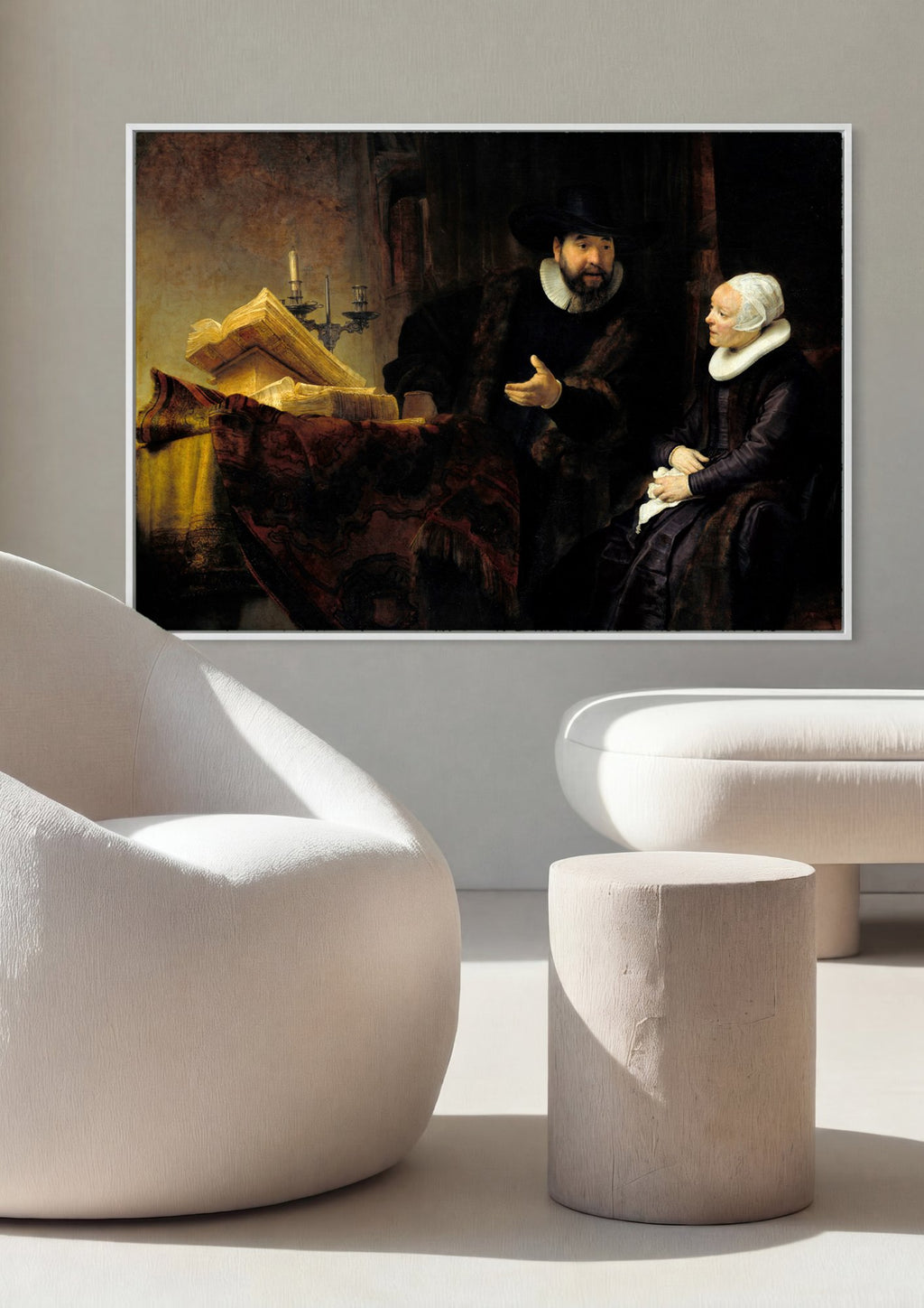 Quadro Decorativo A Conversa - Rembrandt em ambiente decorado