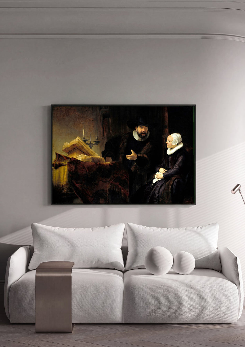Quadro Decorativo A Conversa - Rembrandt em ambiente decorado