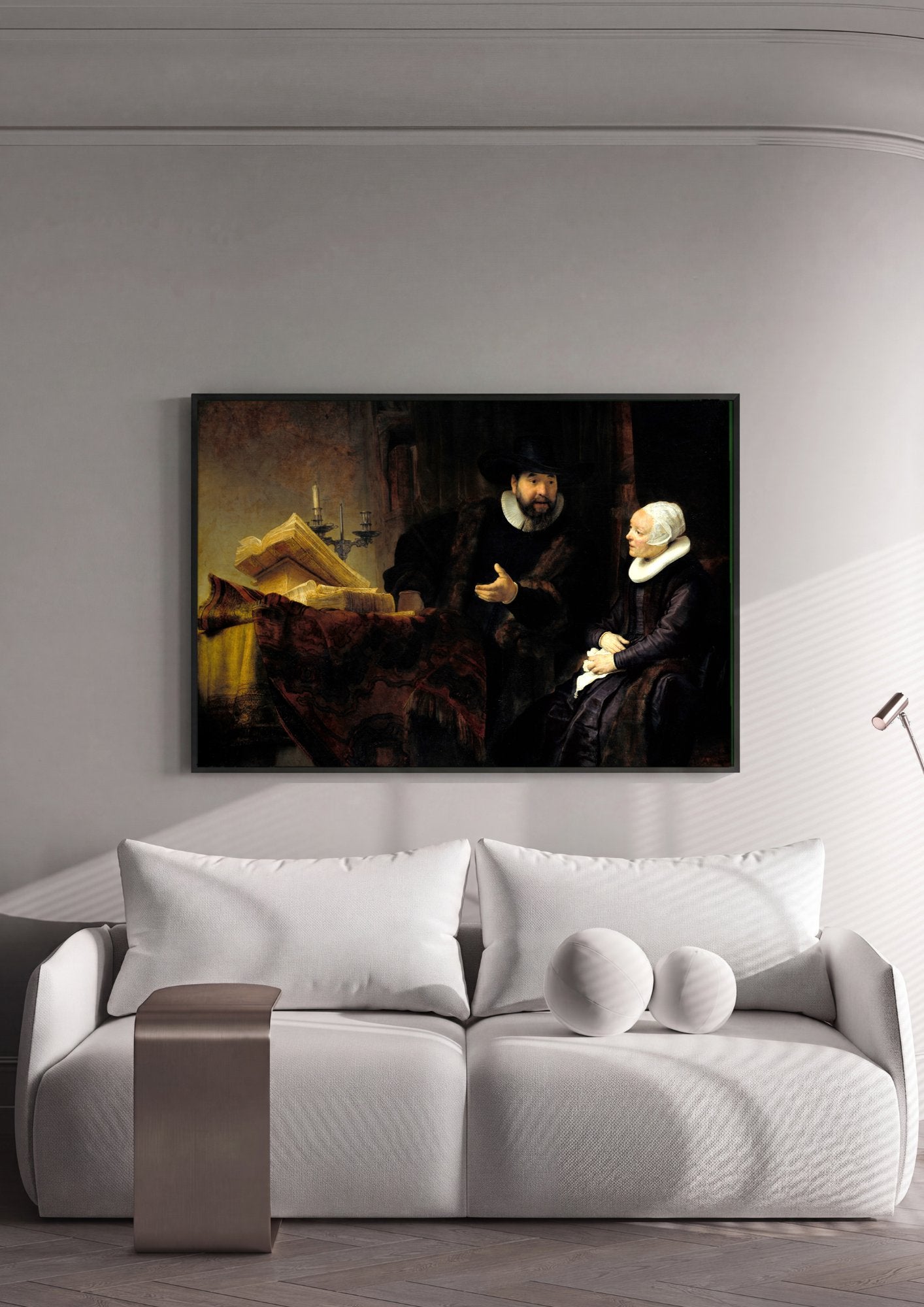 Quadro Decorativo A Conversa - Rembrandt em ambiente decorado