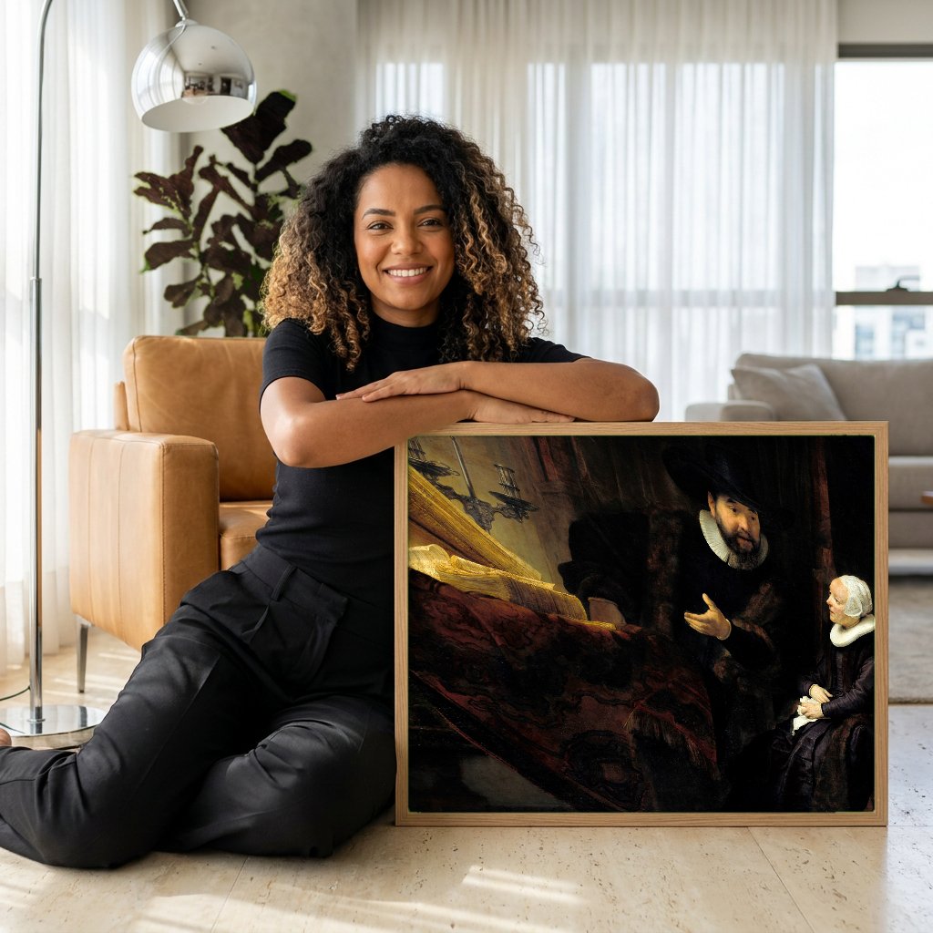 Quadro Decorativo A Conversa - Rembrandt com modelo em ambiente