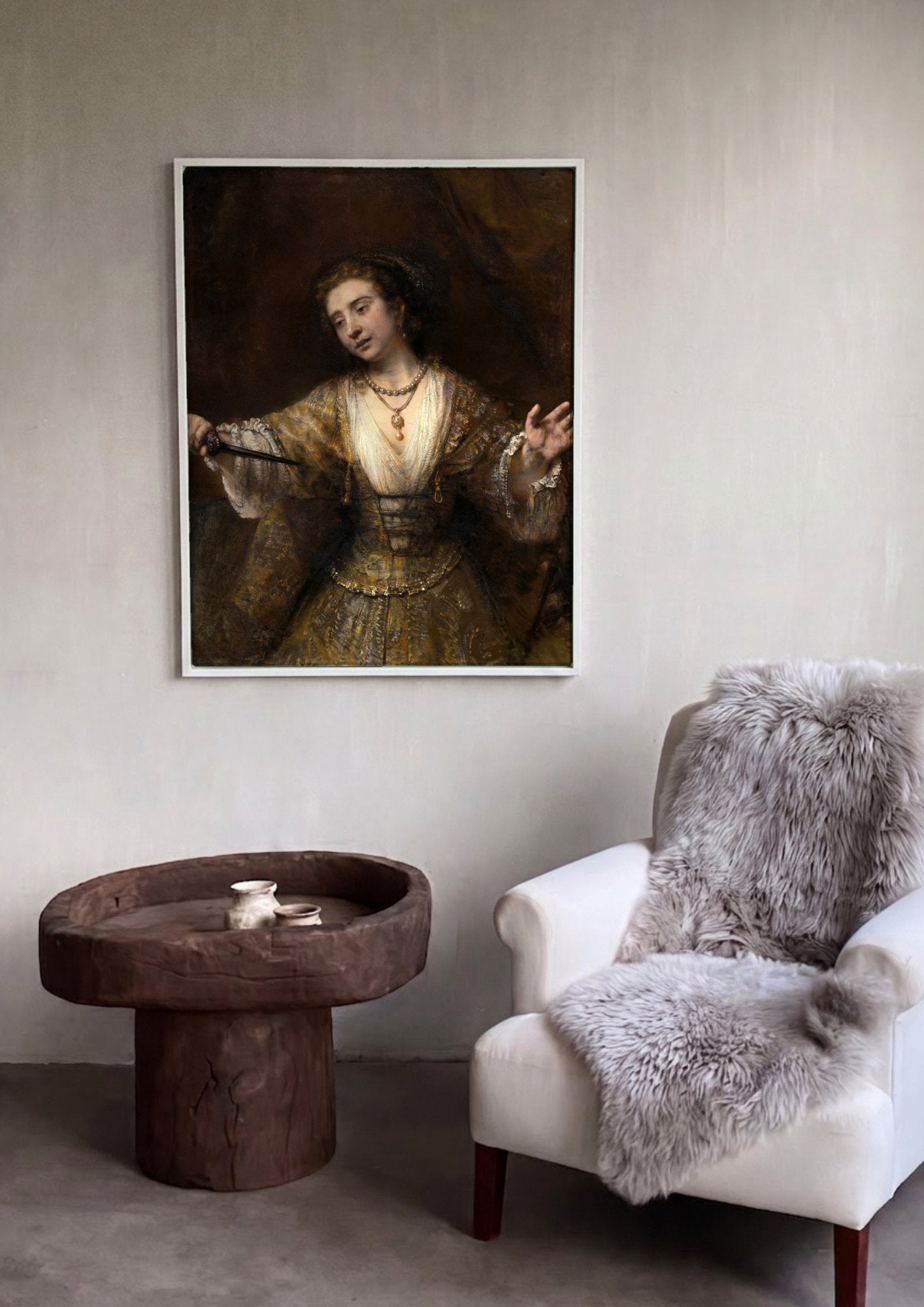Quadro Decorativo Lucrecia – Rembrandt em ambiente decorado