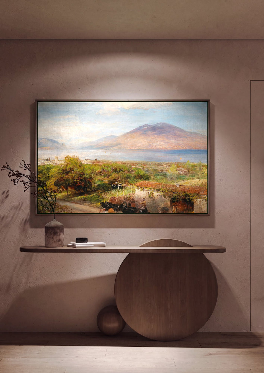 Quadro Decorativo Paisagem Mediterrânea - Oswald Achenbach em ambiente decorado