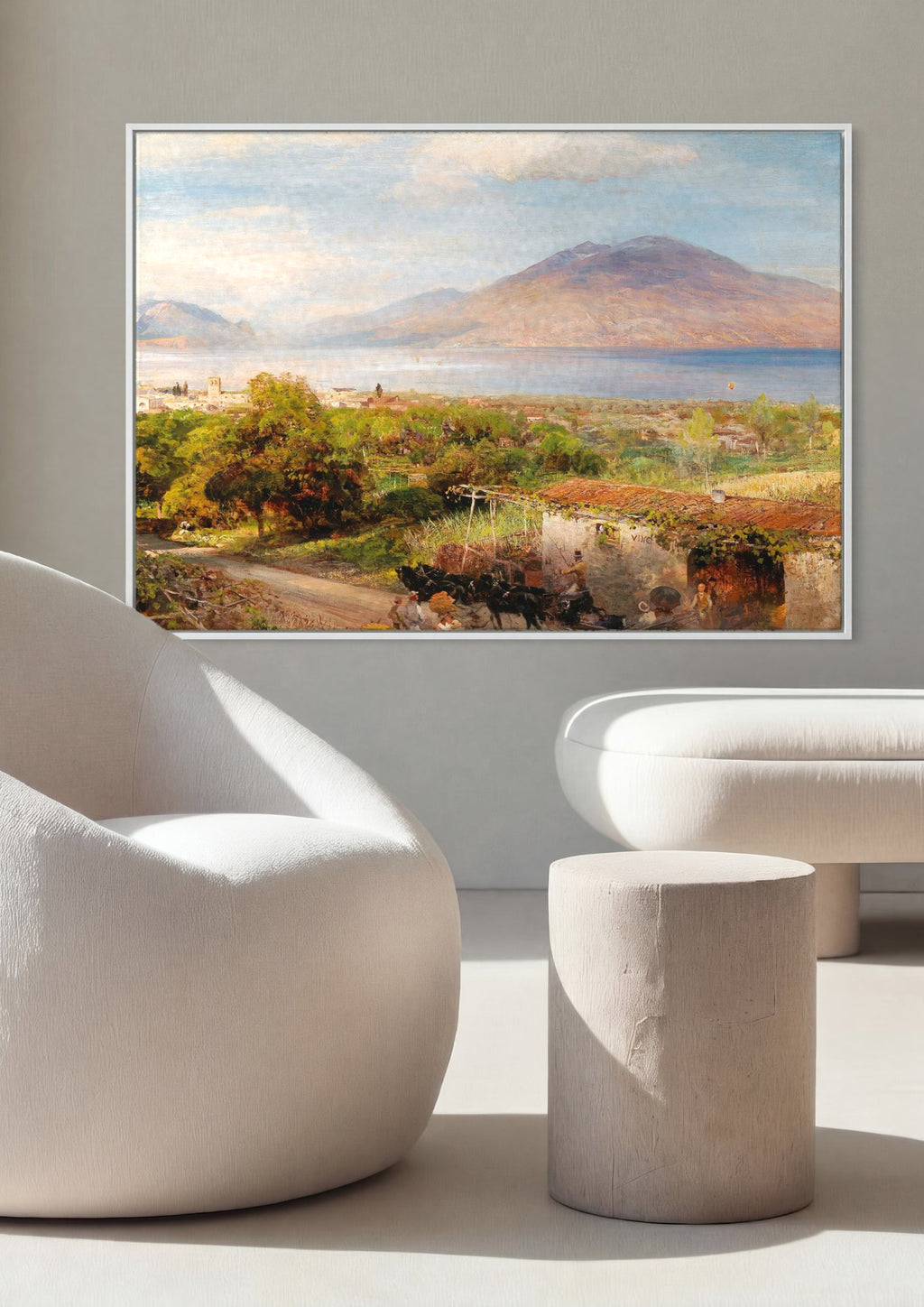 Quadro Decorativo Paisagem Mediterrânea - Oswald Achenbach em ambiente decorado
