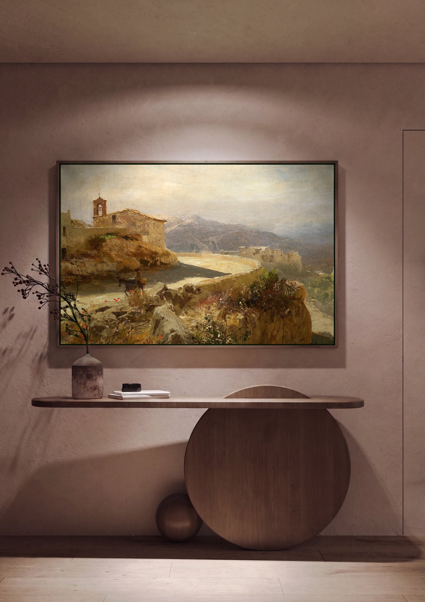 Quadro Decorativo Paisagem Mediterrânea - Henryk Siemiradzki em ambiente decorado