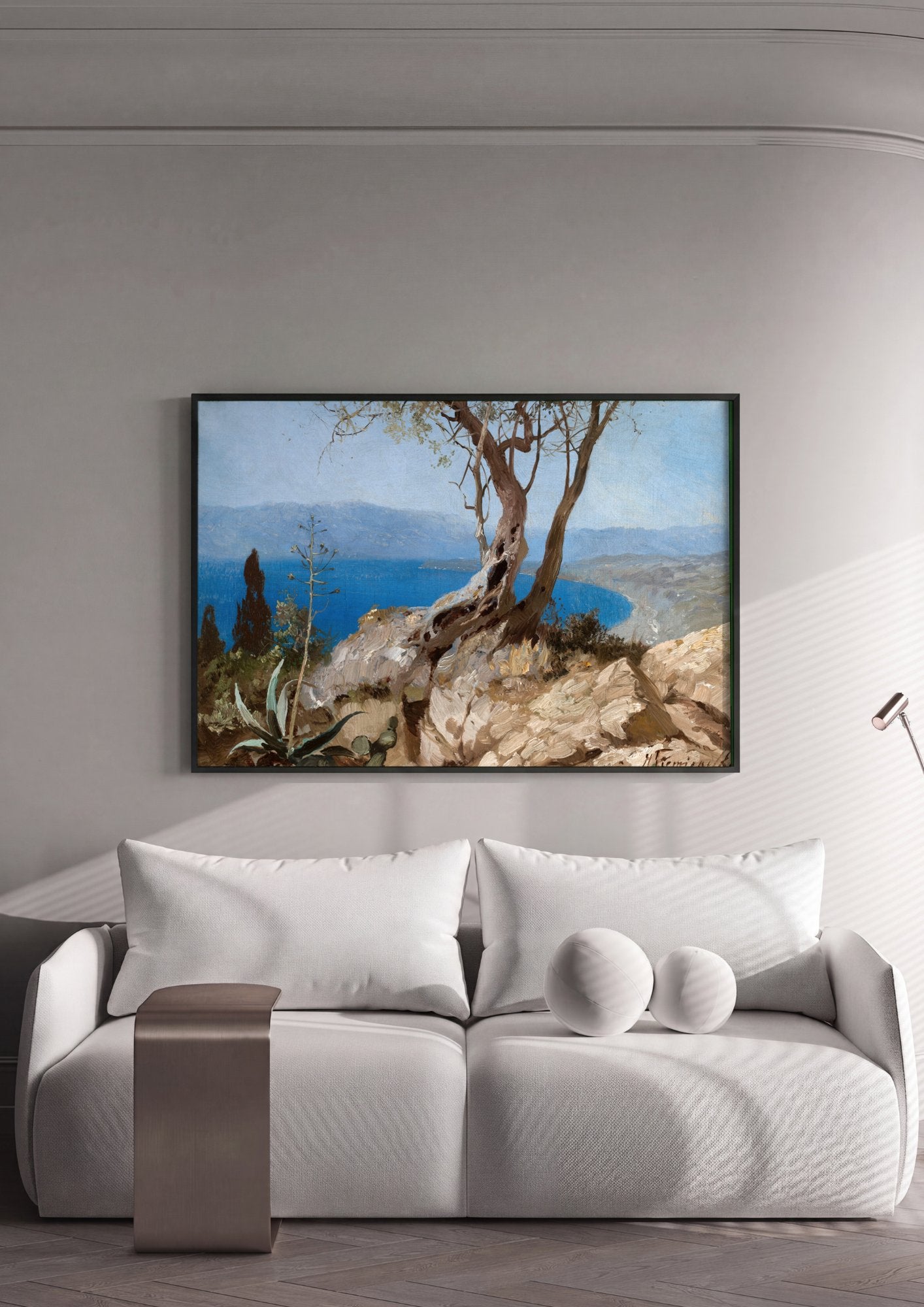 Quadro Decorativo Paisagem Mediterrânea - Henryk Siemiradzki em ambiente decorado
