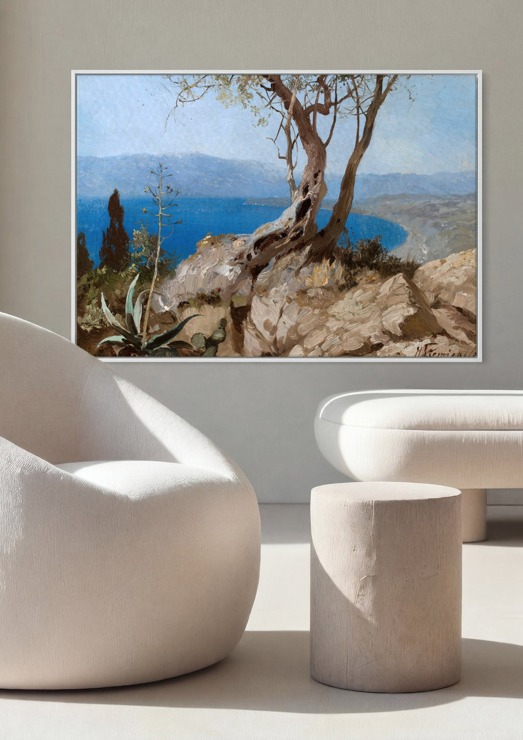 Quadro Decorativo Paisagem Mediterrânea - Henryk Siemiradzki em ambiente decorado