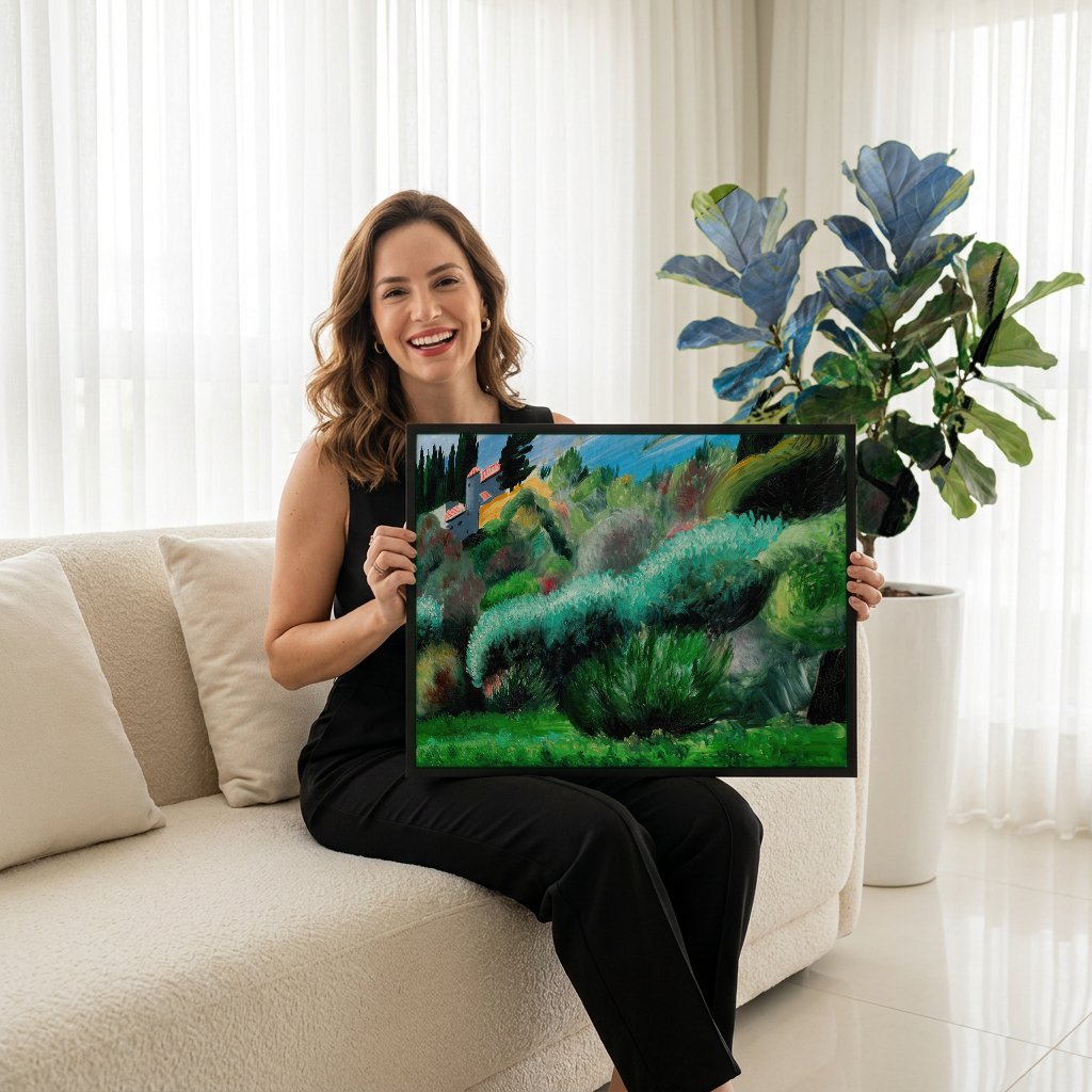 Quadro Decorativo Paisagem Mediterrânea - Moïse Kisling com modelo em ambiente