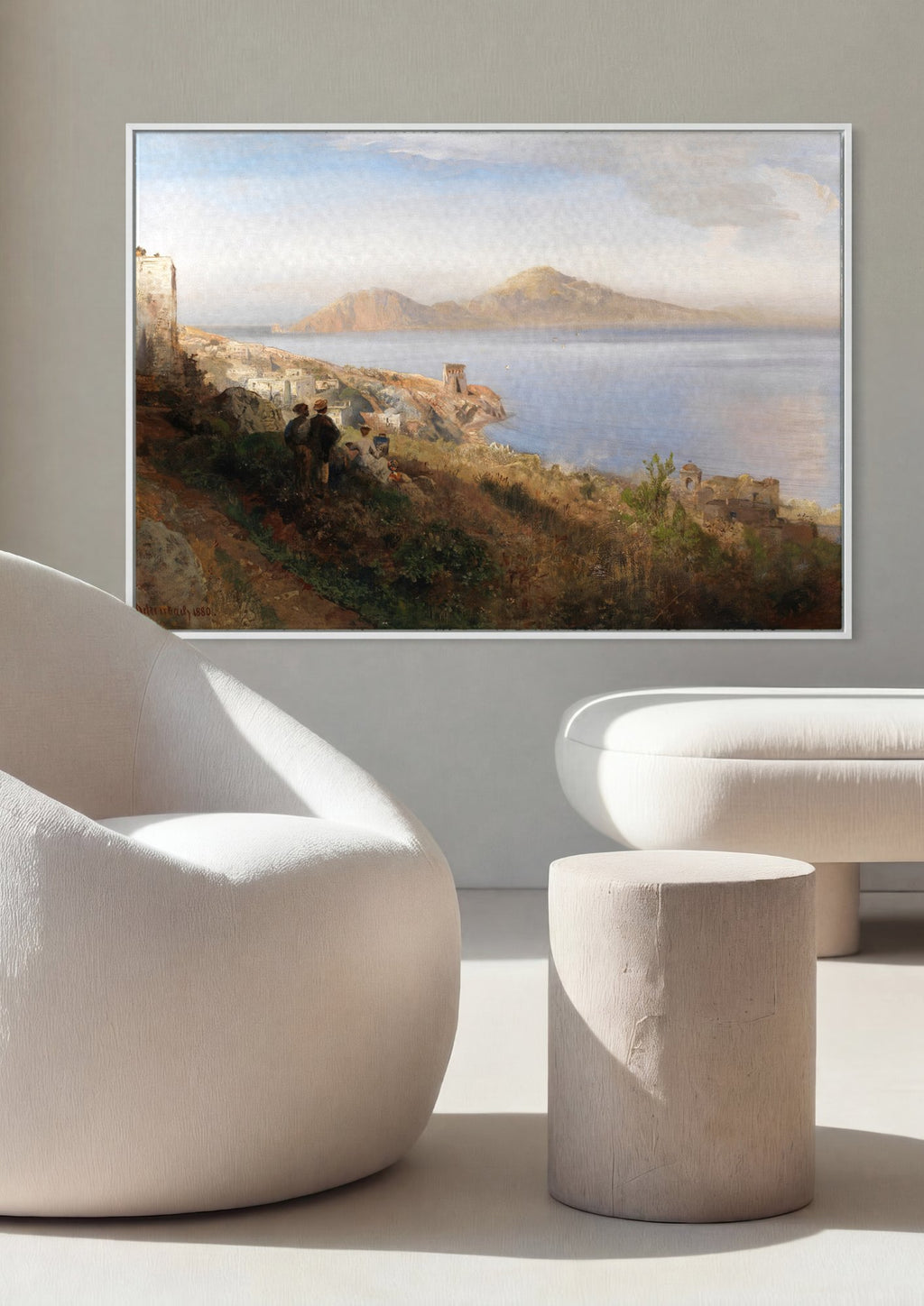 Quadro Decorativo Paisagem Mediterrânea - Oswald Achenbach em ambiente decorado