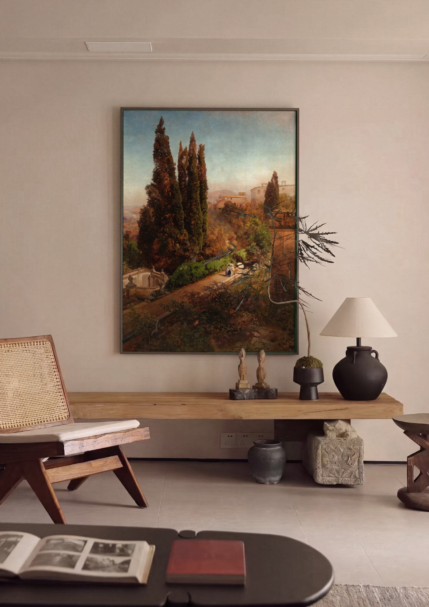 Quadro Decorativo Paisagem Mediterrânea - Oswald Achenbach em ambiente decorado