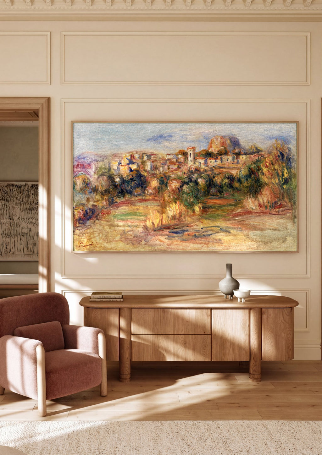Quadro Decorativo Paisagem Mediterrânea - Renoir em ambiente decorado