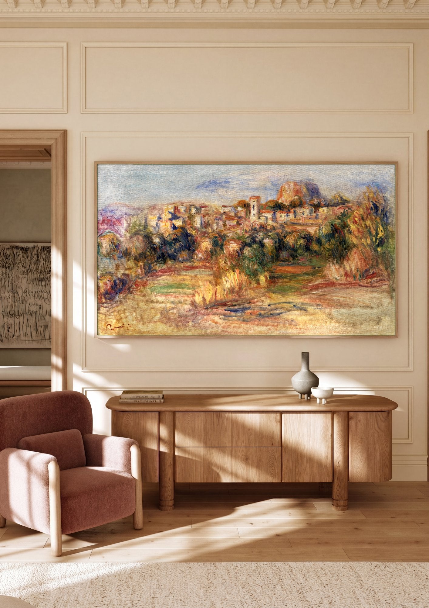Quadro Decorativo Paisagem Mediterrânea - Renoir em ambiente decorado
