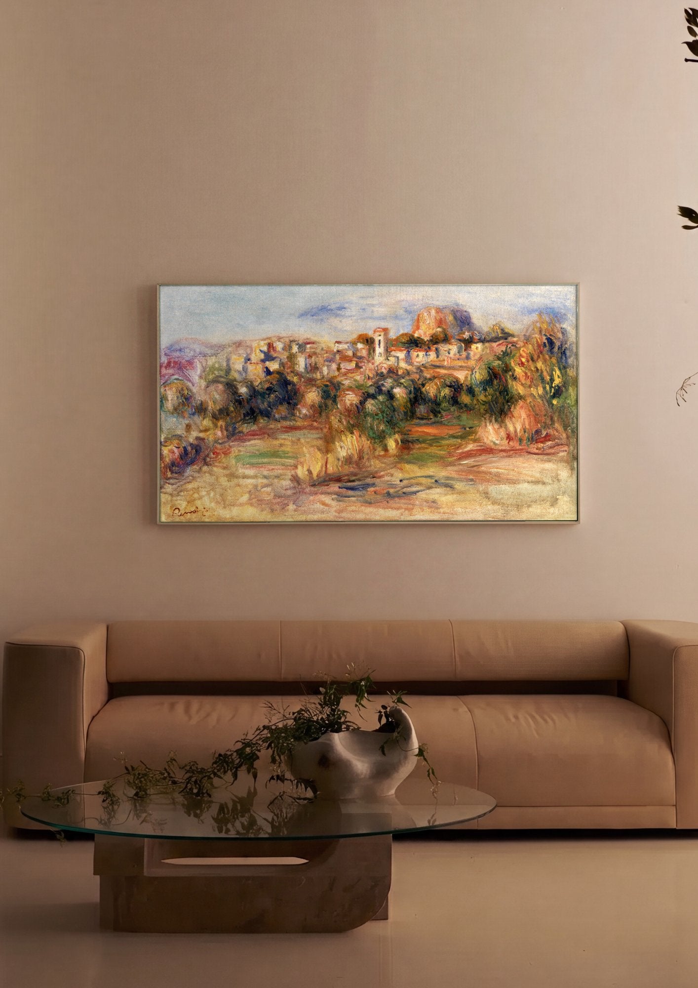 Quadro Decorativo Paisagem Mediterrânea - Renoir em ambiente decorado