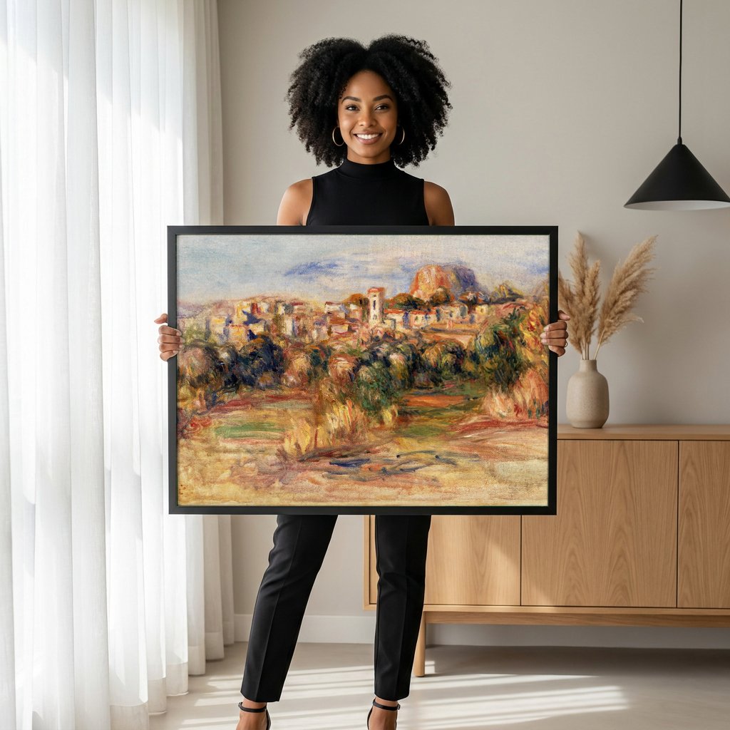 Quadro Decorativo Paisagem Mediterrânea - Renoir com modelo em ambiente