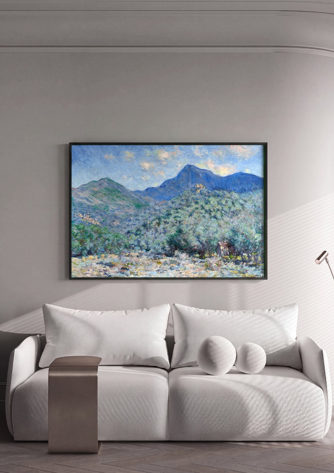 Quadro Decorativo Paisagem Mediterrânea - Claude Monet em ambiente decorado