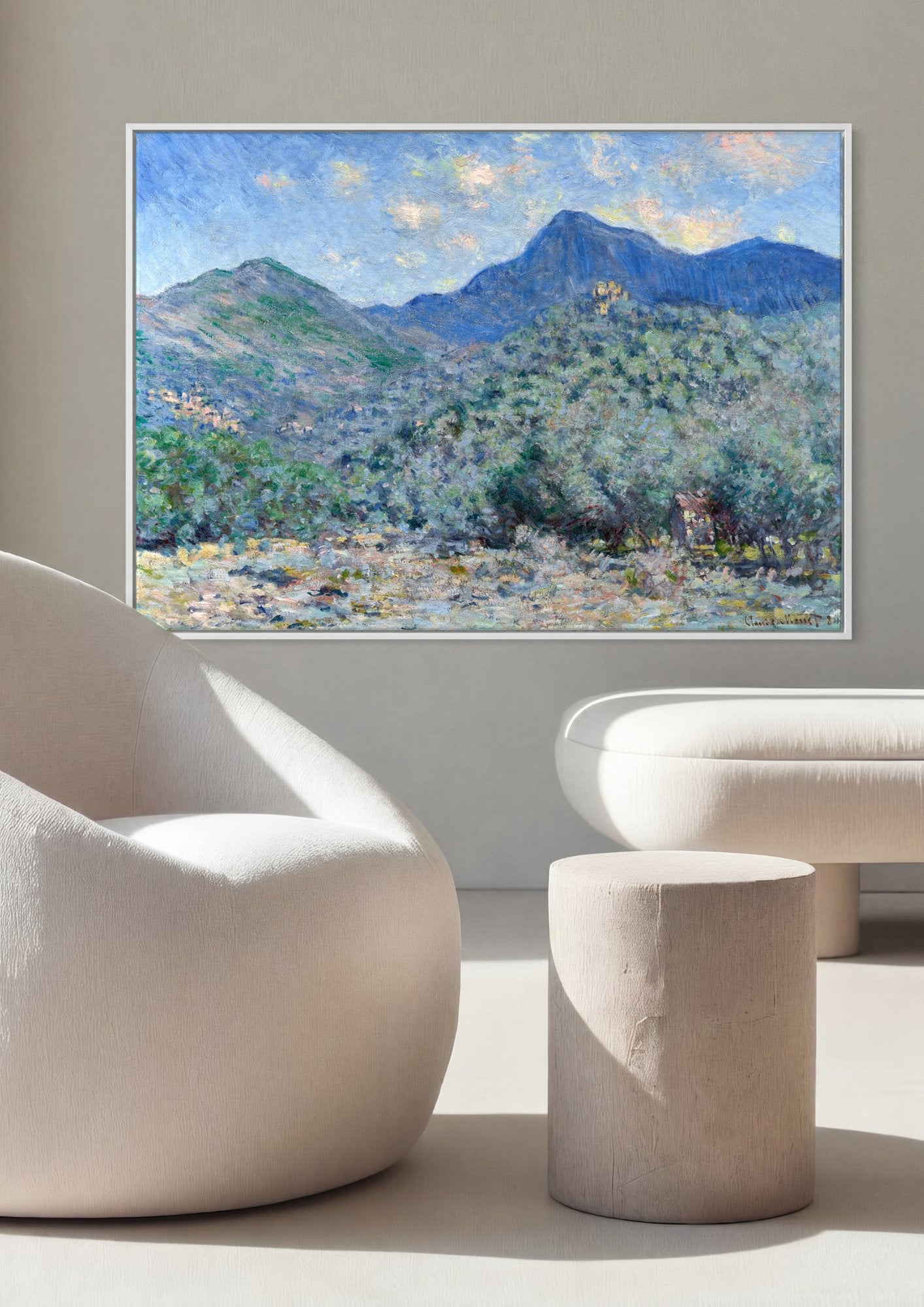 Quadro Decorativo Paisagem Mediterrânea - Claude Monet em ambiente decorado
