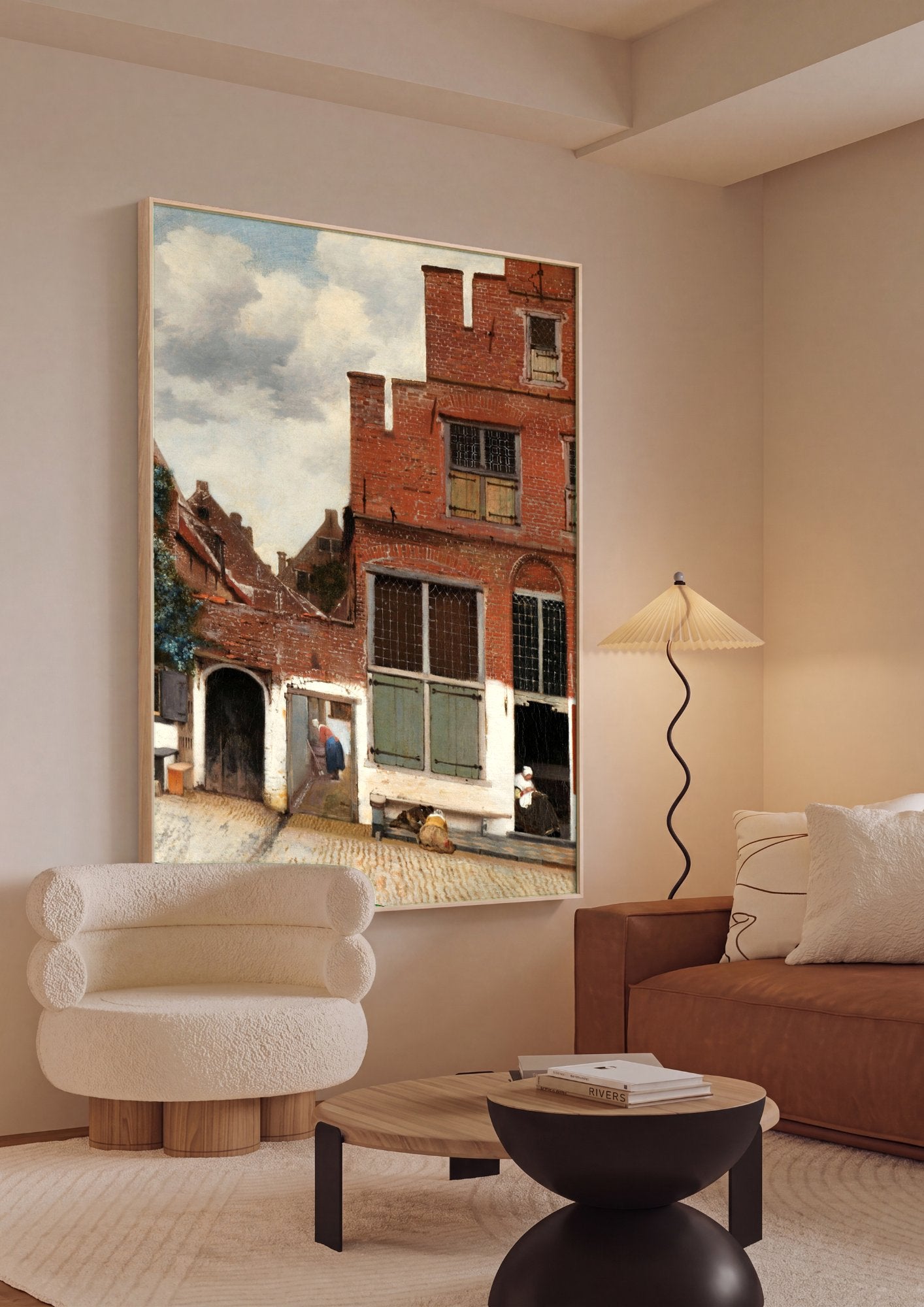 Quadro Decorativo A Rua Pequena - Johannes Vermeer em ambiente decorado
