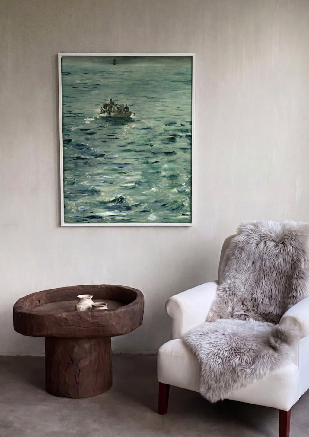 Quadro Decorativo A Barca - Édouard Manet em ambiente decorado