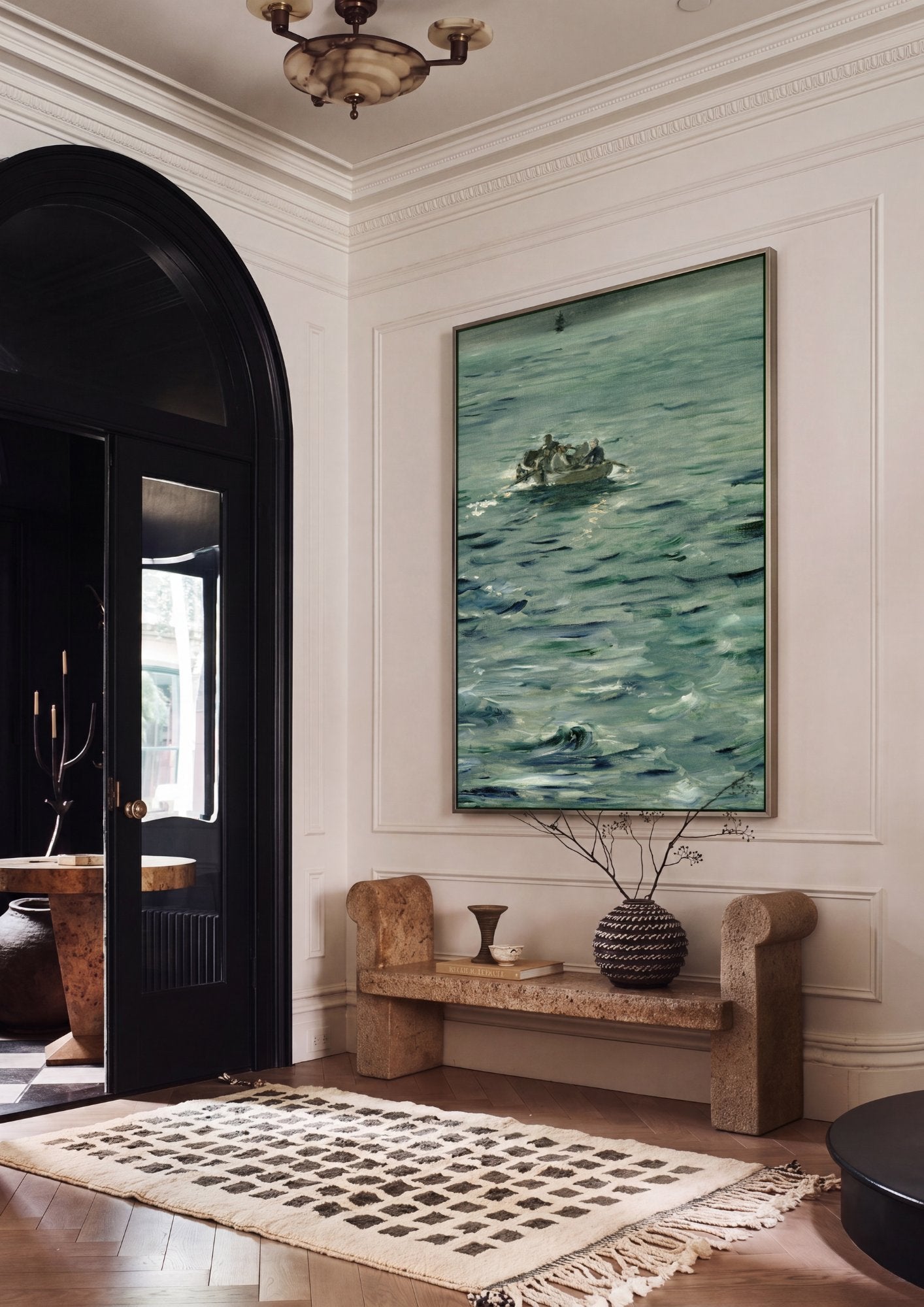 Quadro Decorativo A Barca - Édouard Manet em ambiente decorado