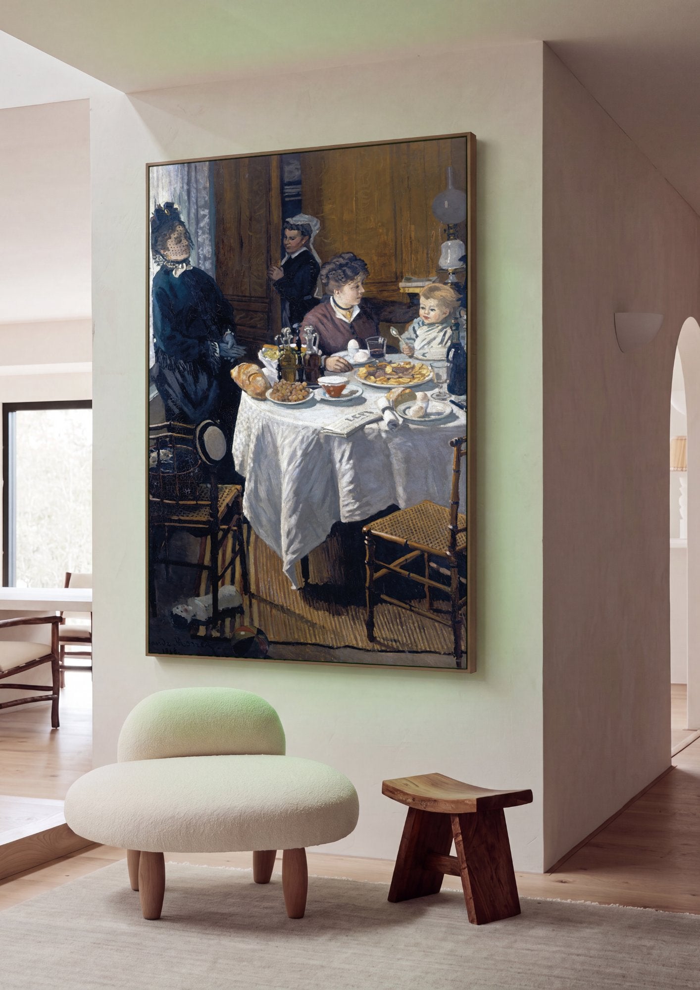 Quadro Decorativo O Almoço - Claude Monet em ambiente decorado