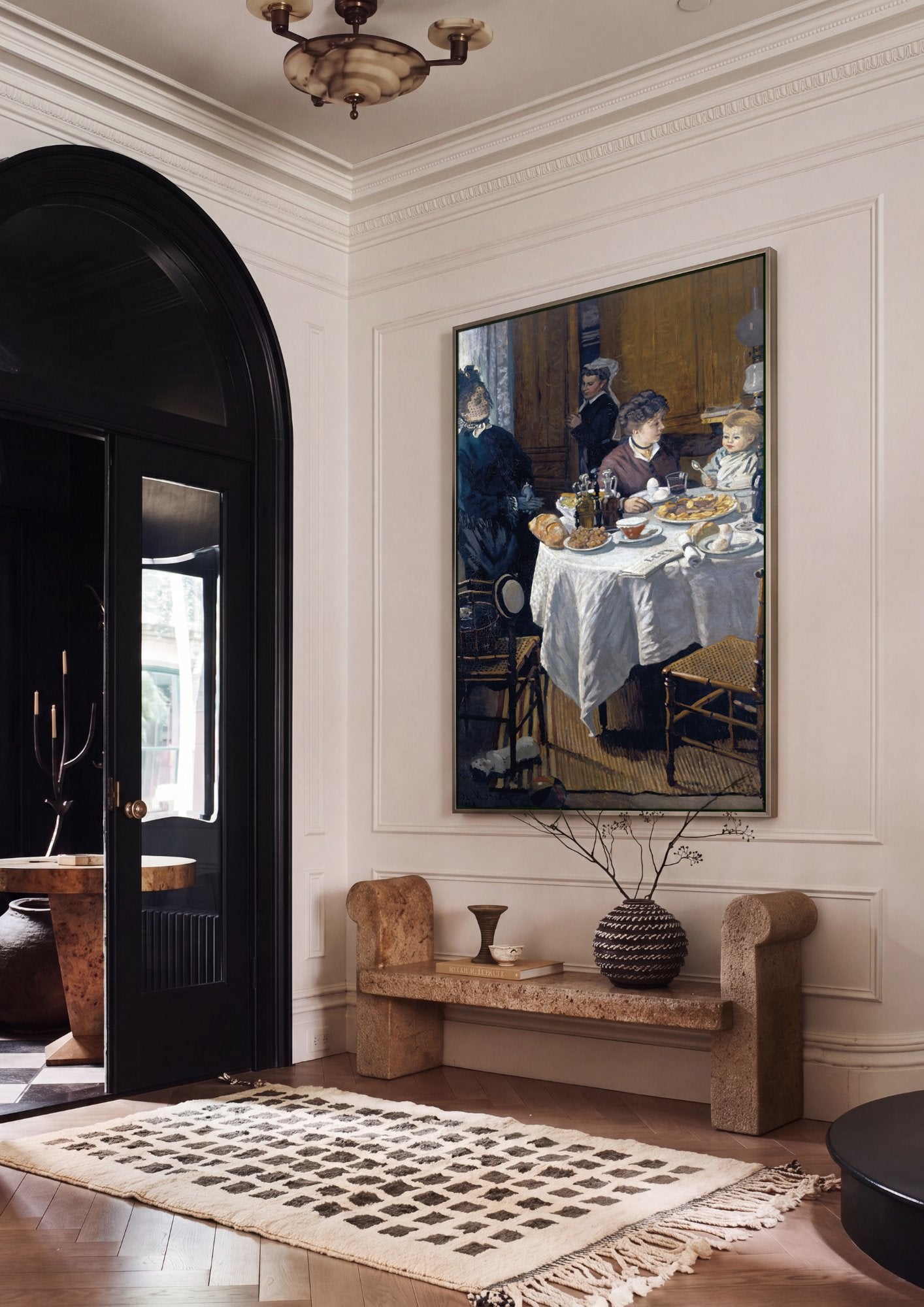 Quadro Decorativo O Almoço - Claude Monet em ambiente decorado
