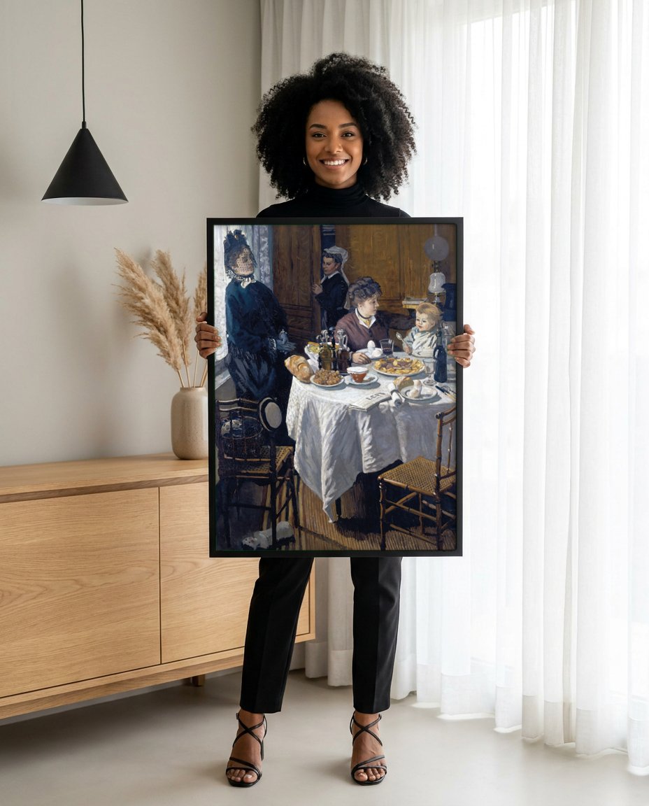 Quadro Decorativo O Almoço - Claude Monet com modelo em ambiente