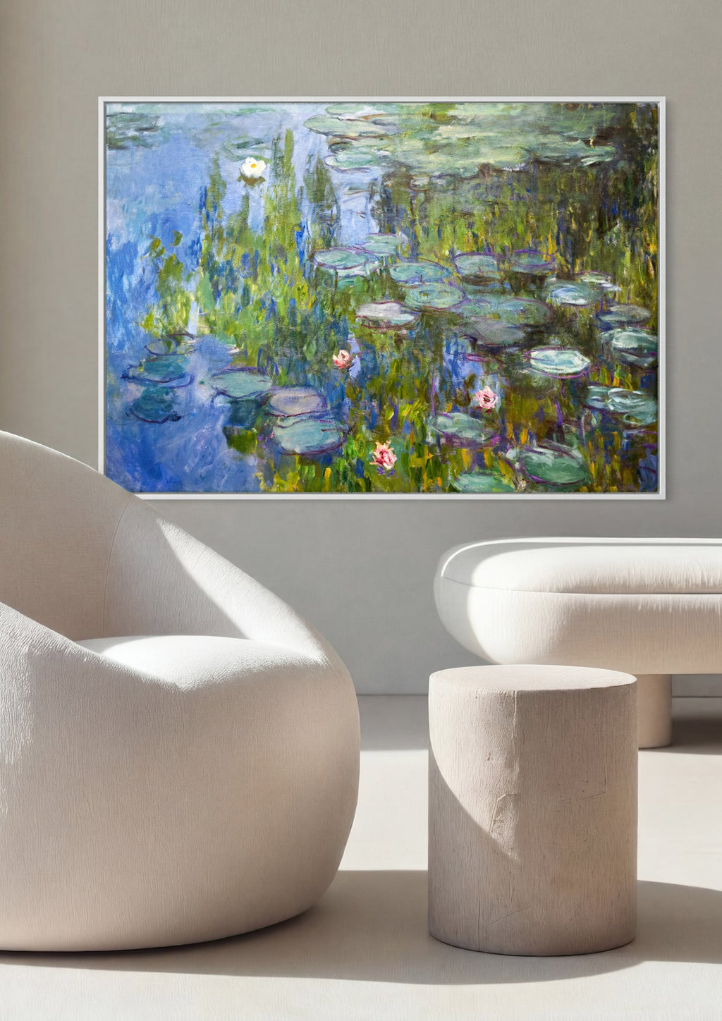Quadro Decorativo Ninféias - Claude Monet em ambiente decorado