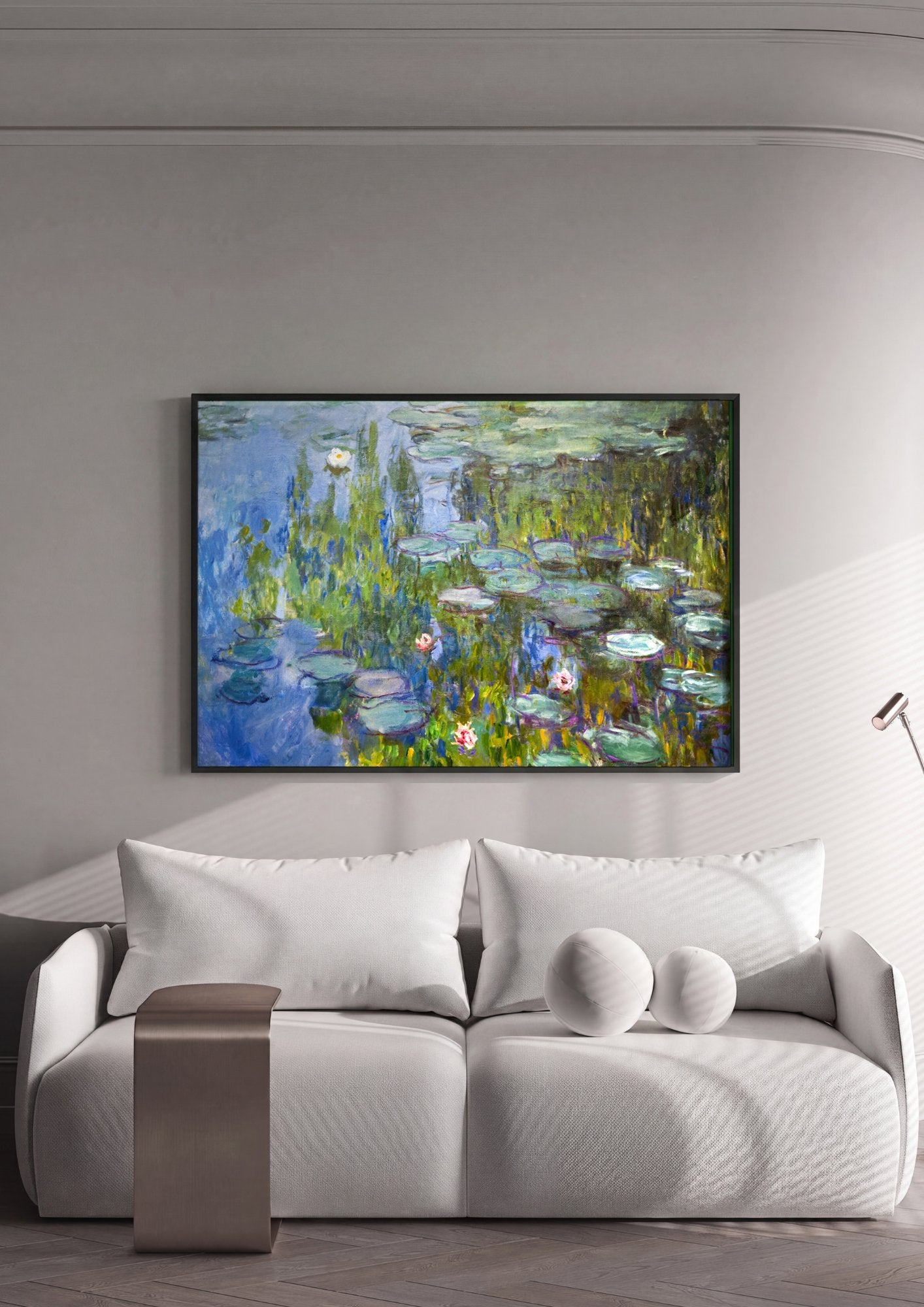 Quadro Decorativo Ninféias - Claude Monet em ambiente decorado