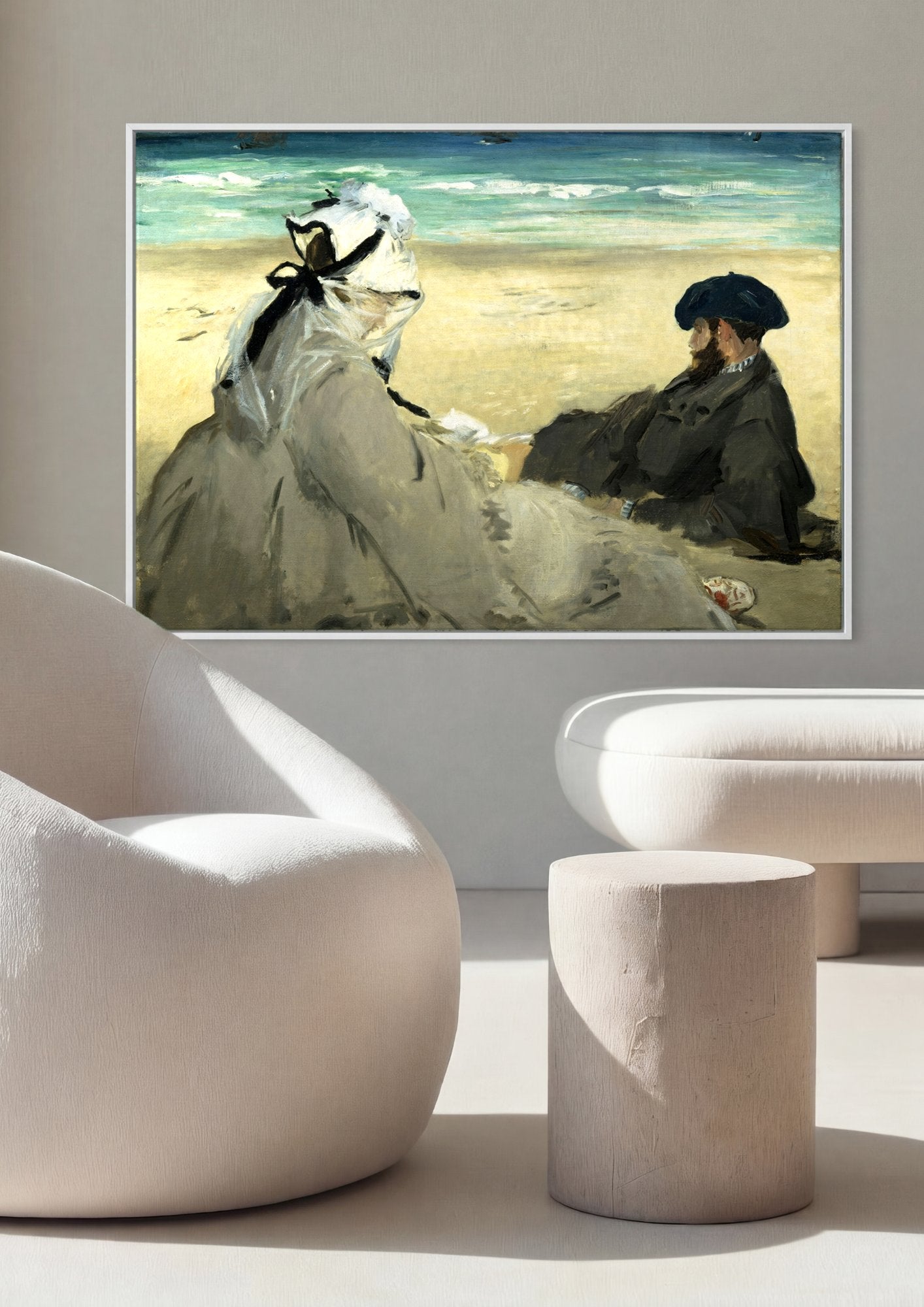 Quadro Decorativo Na Praia - Edouard Manet em ambiente decorado